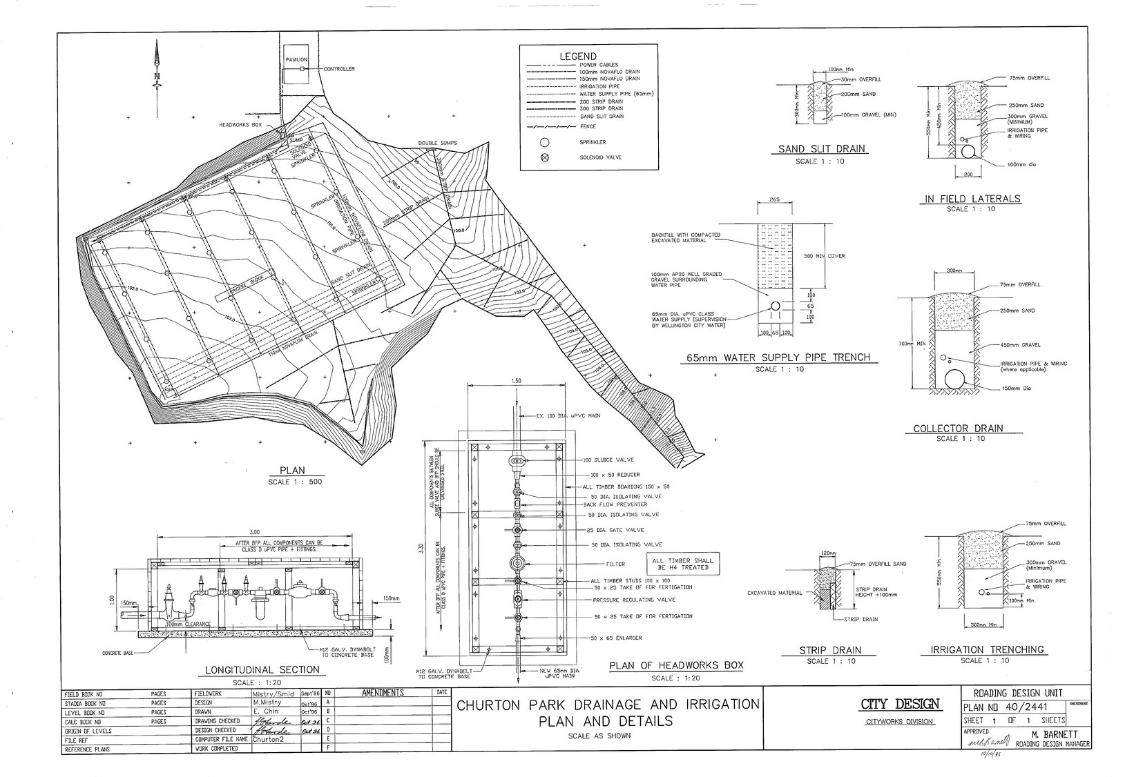 Churton Park Drainage &amp; Irrigation, Plan &amp; Details