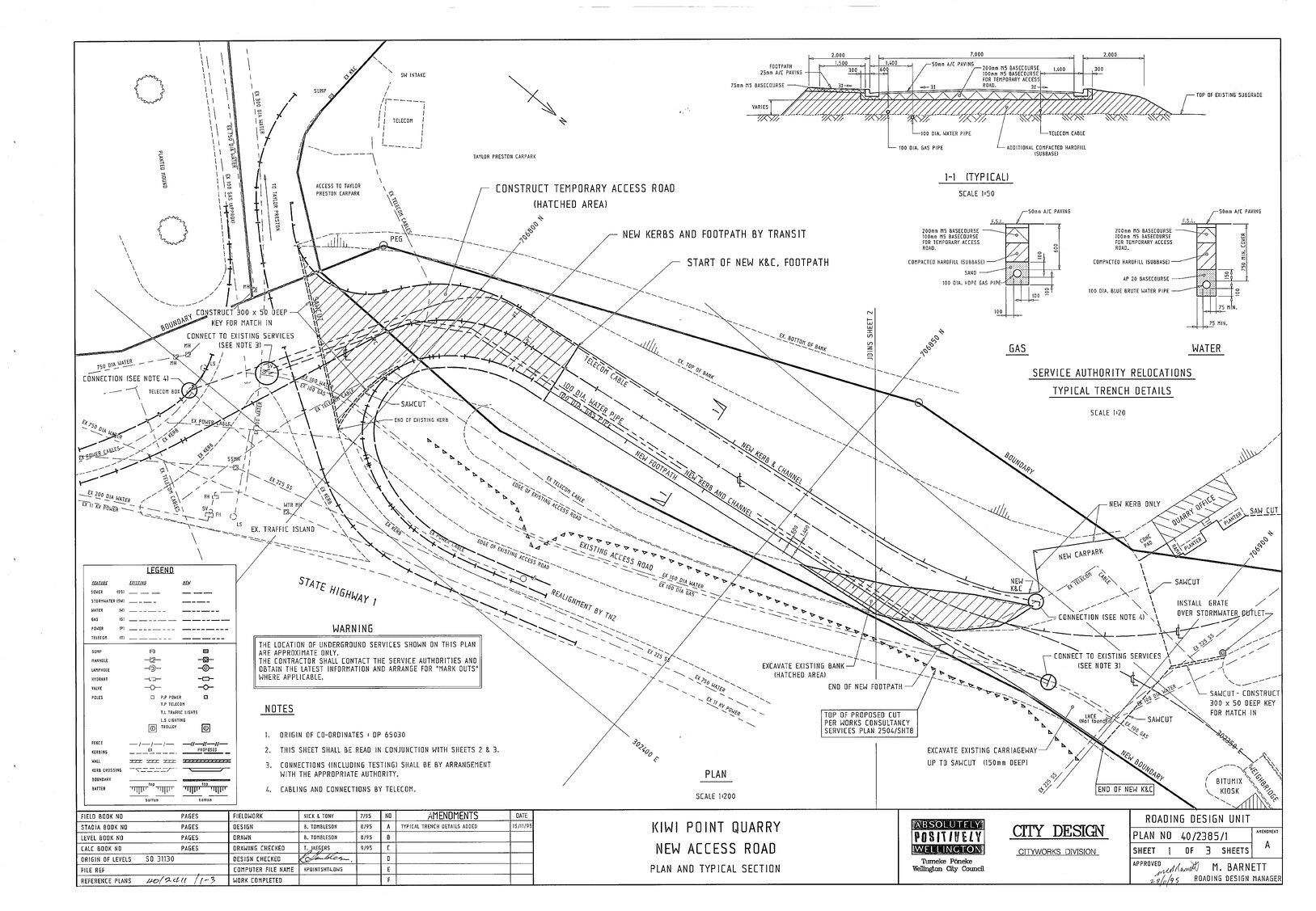 Kiwi Point Quarry, New Access Road