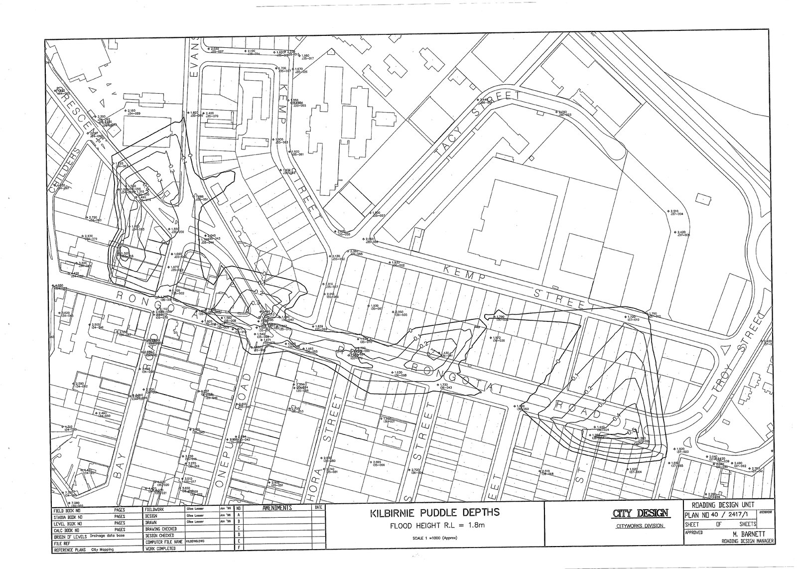 Kilbirnie, Miramar, Lambton, Thorndon Puddle Depths