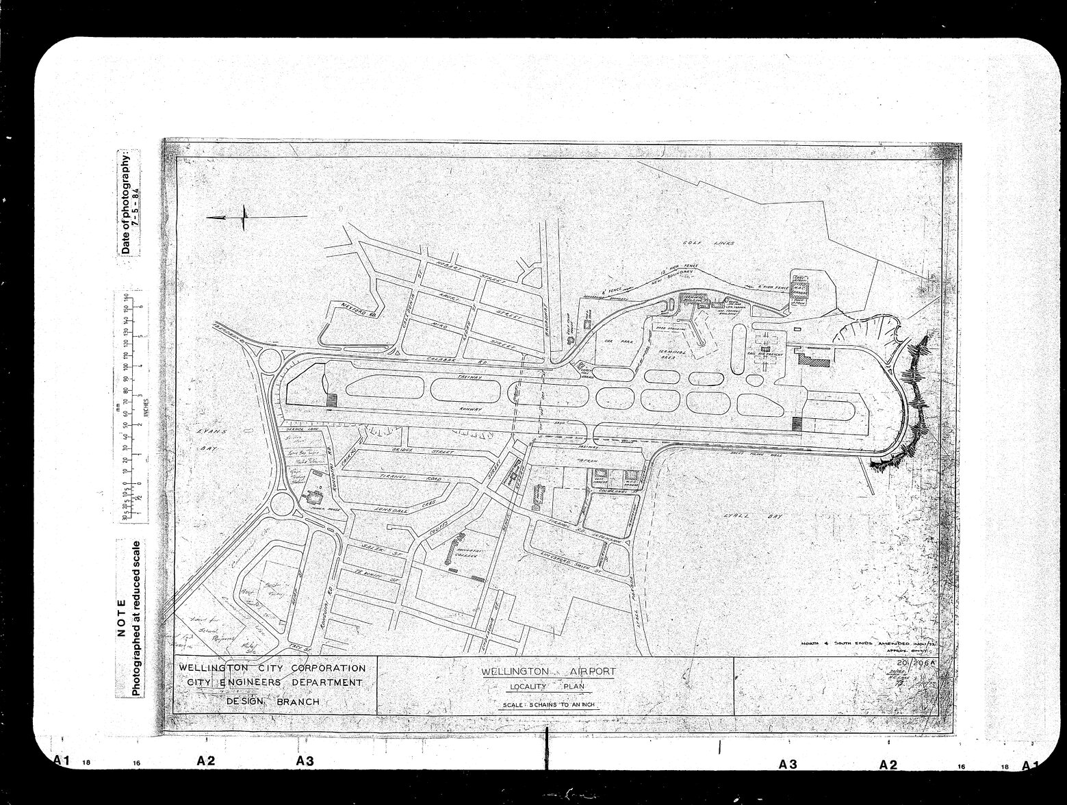Wellington Airport, Locality Plan, North South Ends Runway, amended, negative
