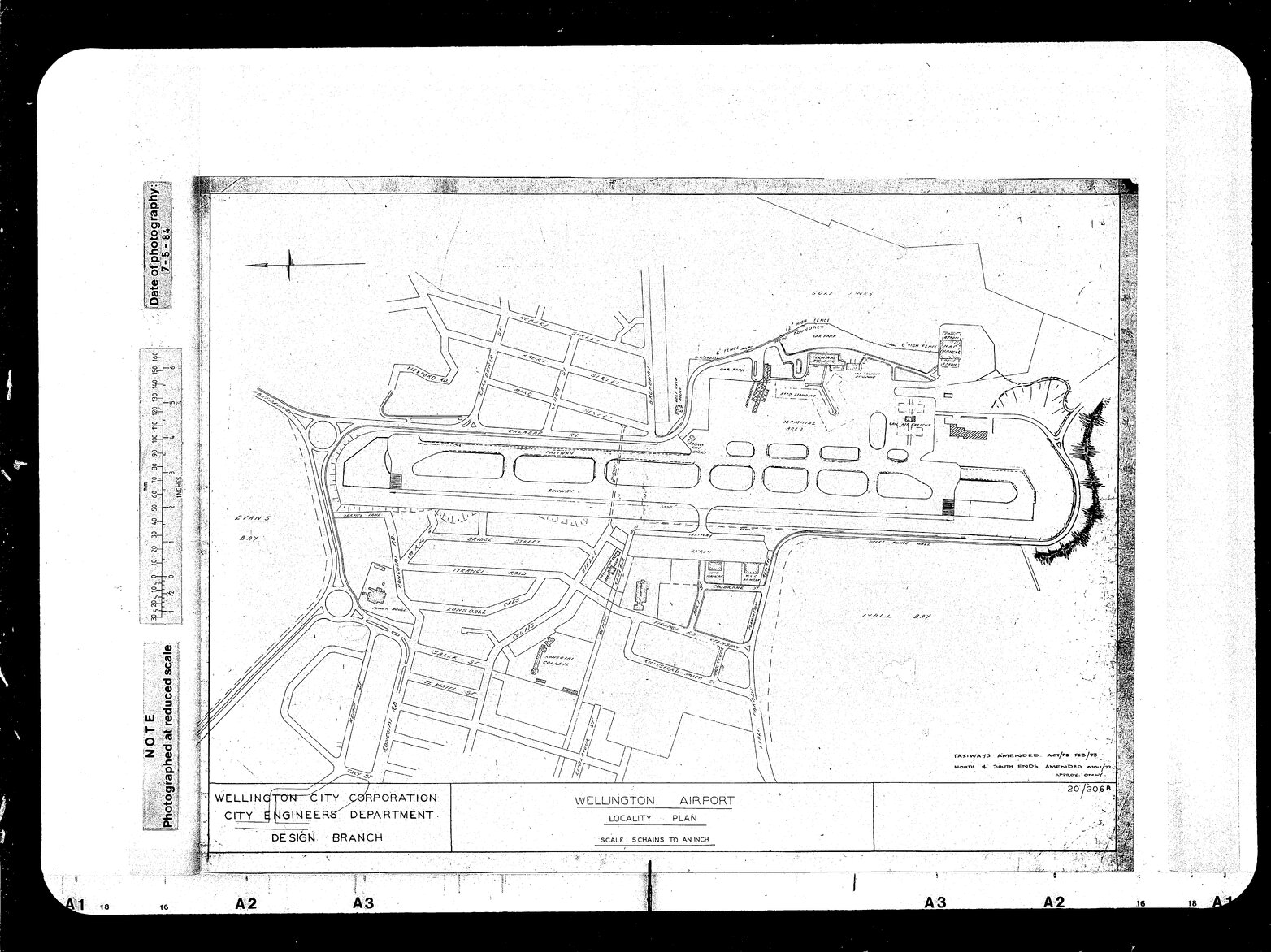 Wellington Airport, Locality Plan, Taxiways Amended, negative