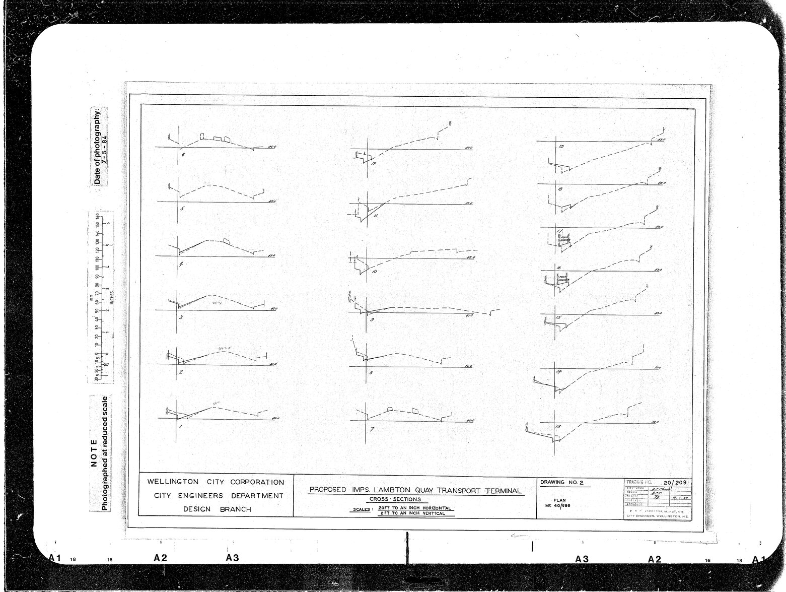 Proposed Improvements Lambton Quay at Transport Centre, Cross Sections