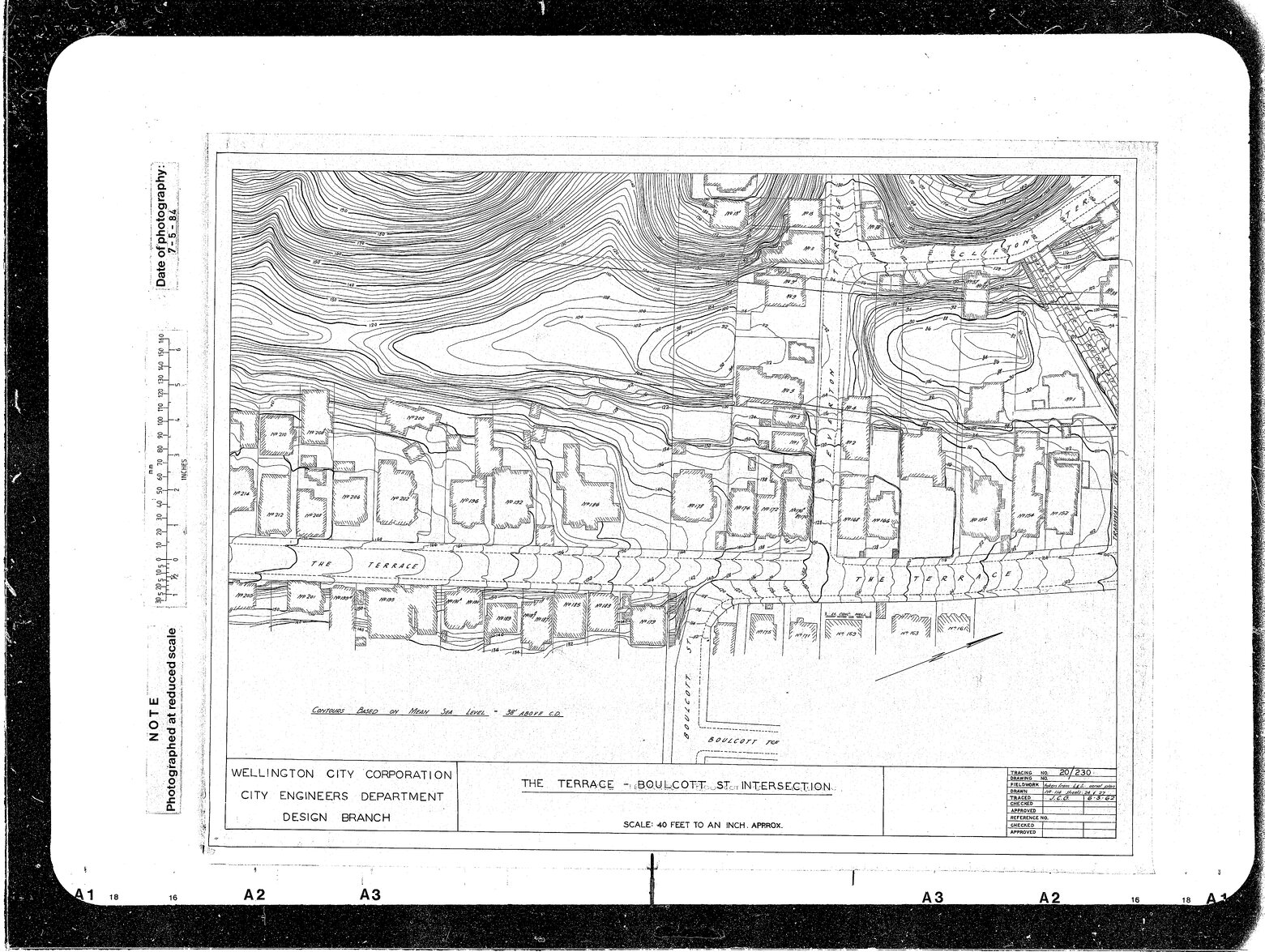 The Terrace, The Plan of Contours at Boulcott Street, Everton Terrace, taken from longitudinal section aerial plan
