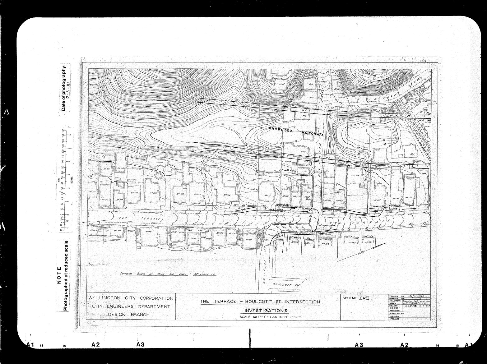 The Terrace, The Plan of Contours at Boulcott Street, Everton Terrace, taken from longitudinal section aerial plan