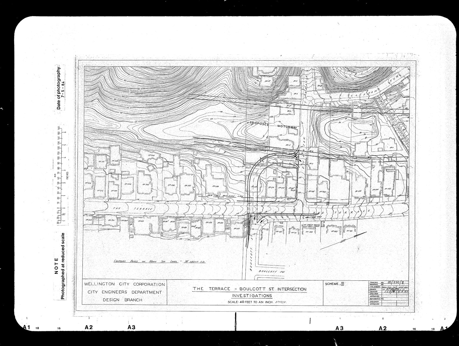 The Terrace, The Plan of Contours at Boulcott Street, Everton Terrace, taken from longitudinal section aerial plan
