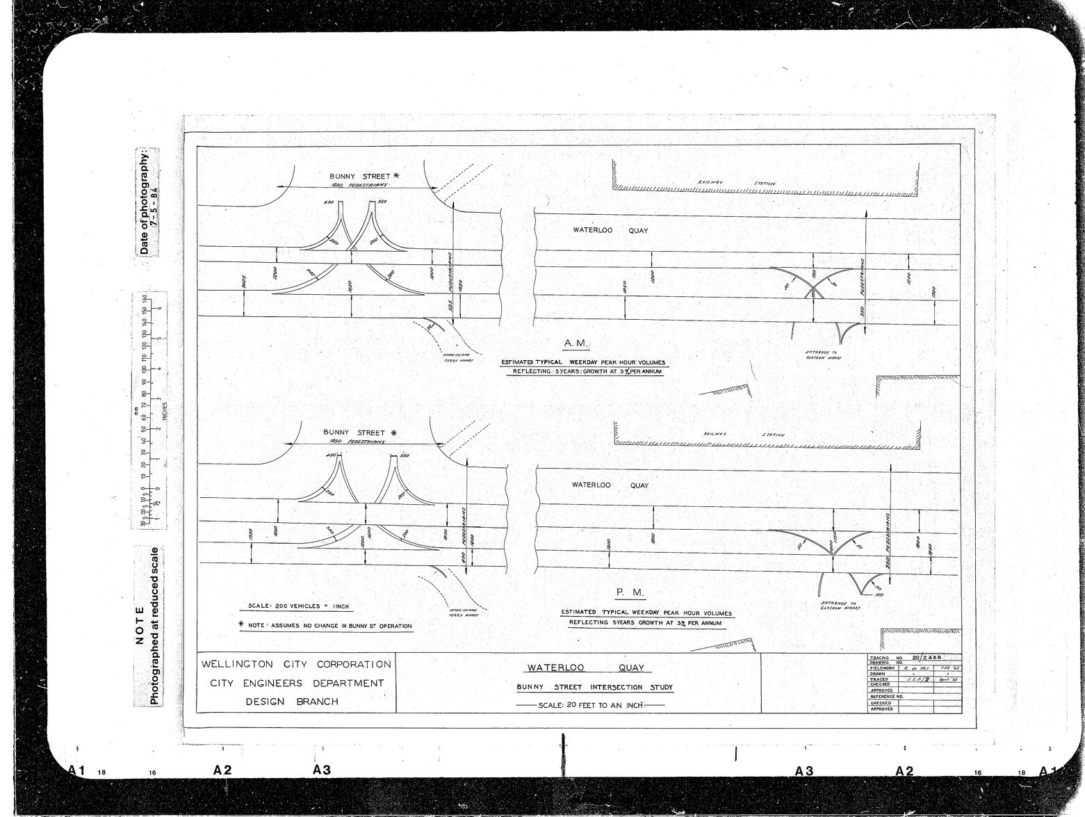 Waterloo Quay, Bunny Street Intersection Study, Estimated Typical Weekday Peak Hour Volumes