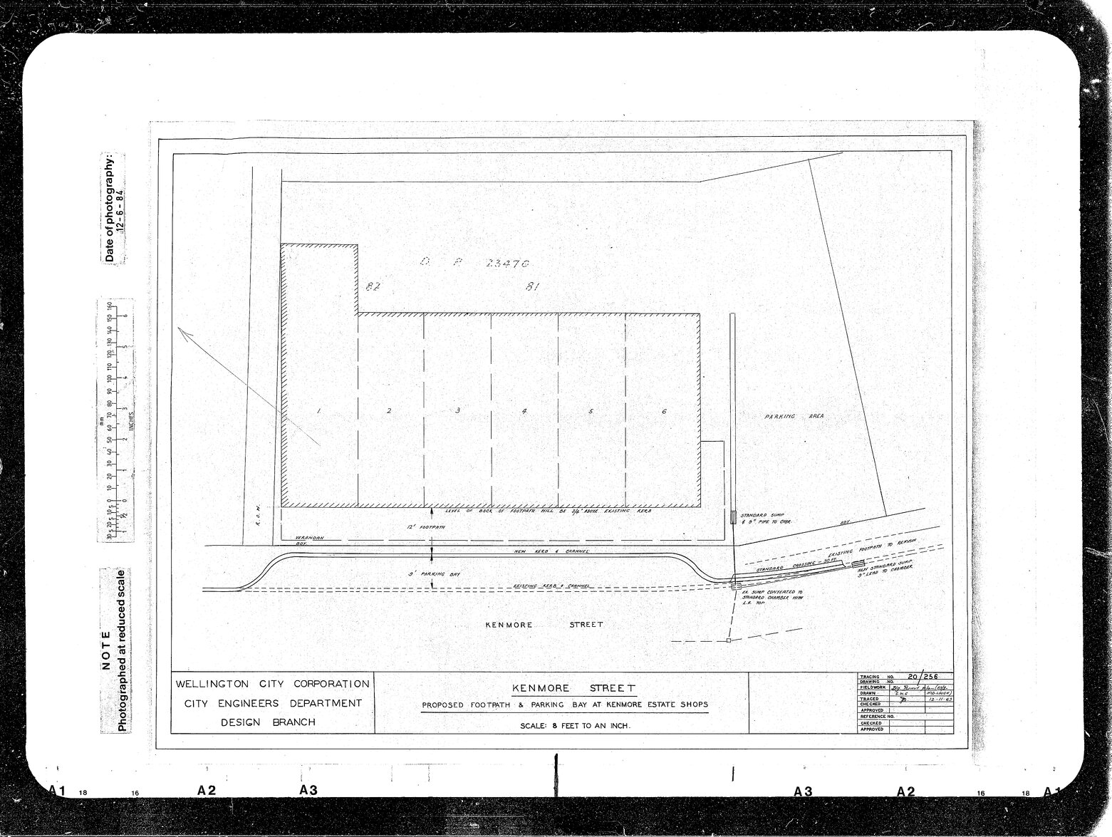 Kenmore Street, Footpath &amp; Parking Bay at Shops, from building permit plan