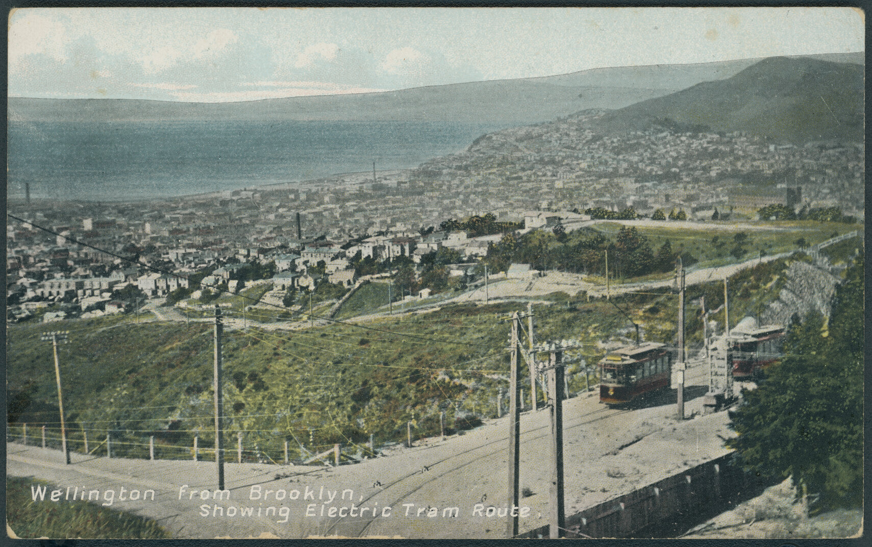 Wellington from Brooklyn Showing Electric Tram Route