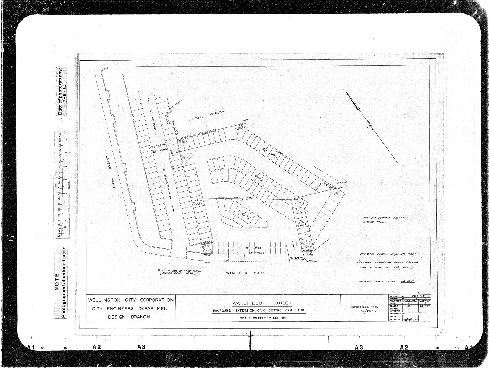Wakefield Street, Proposed Extension of Civic Centre Car Park for 109 Cars, also shows possible further extension