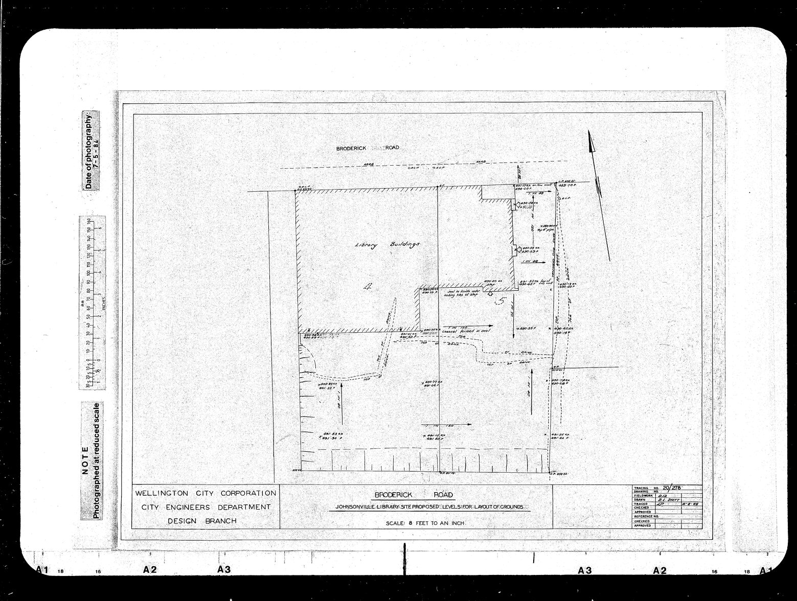 Broderick Road, Johnsonville Library Site, Proposed Levels for Layout of Grounds, survey plan D12