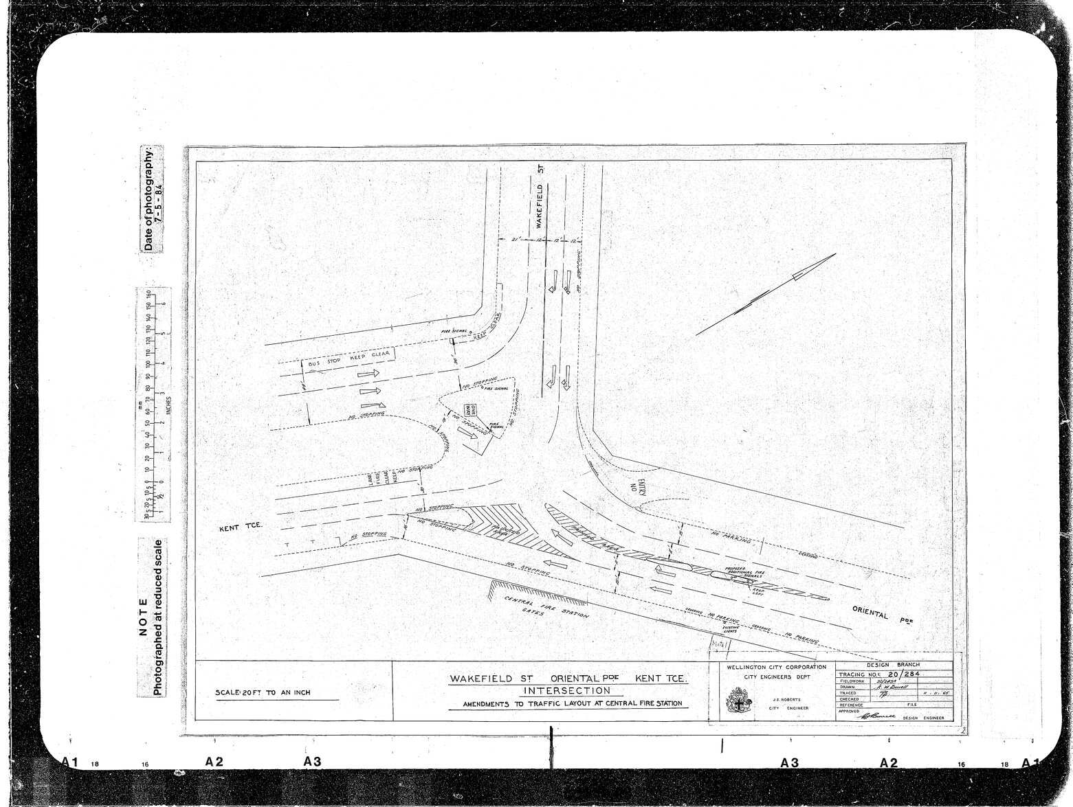 Wakefield Street, Oriental Parade, Kent Terrace, Intersection, amendments to traffic island layout at Central Fire Station
