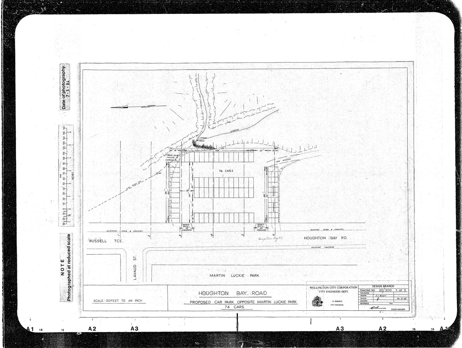 Houghton Bay Road, Proposed Car Park opposite Martin Luckie Park for 74 Cars, Drawing 1