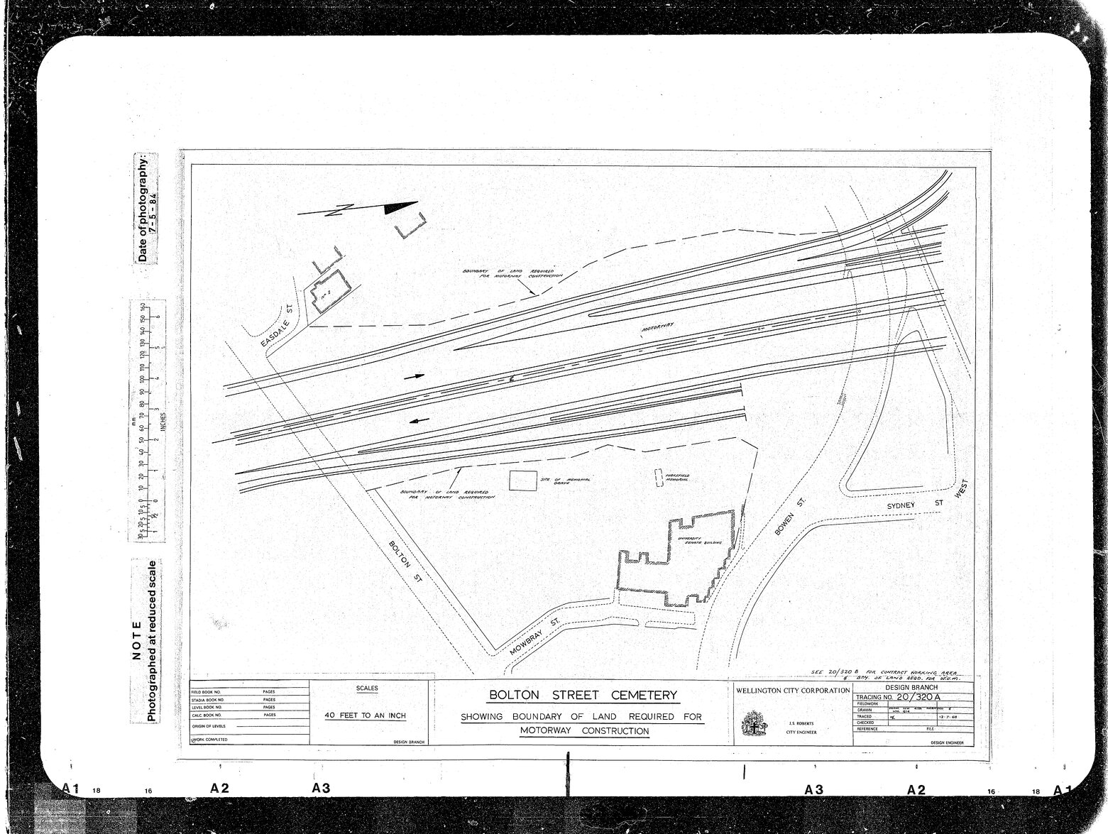 Bolton Street Cemetery, Showing Boundary of Land Required for Motorway Construction