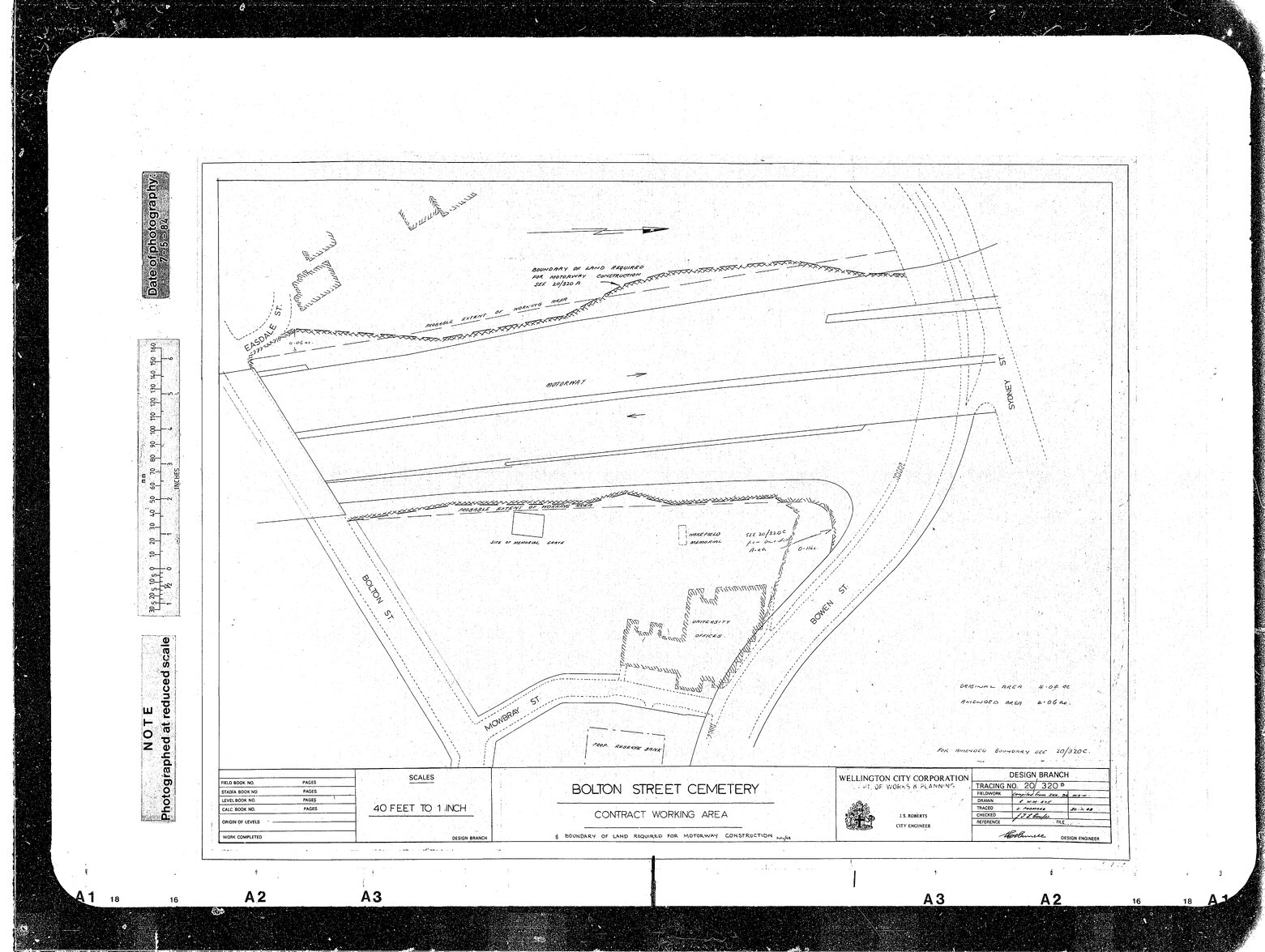 Bolton Street Cemetery, Showing Boundary of Land Required for Motorway Construction