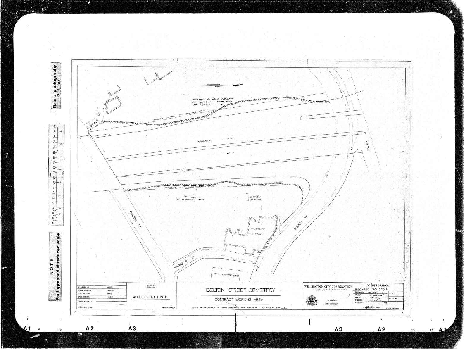 Bolton Street Cemetery, Showing Boundary of Land Required for Motorway Construction