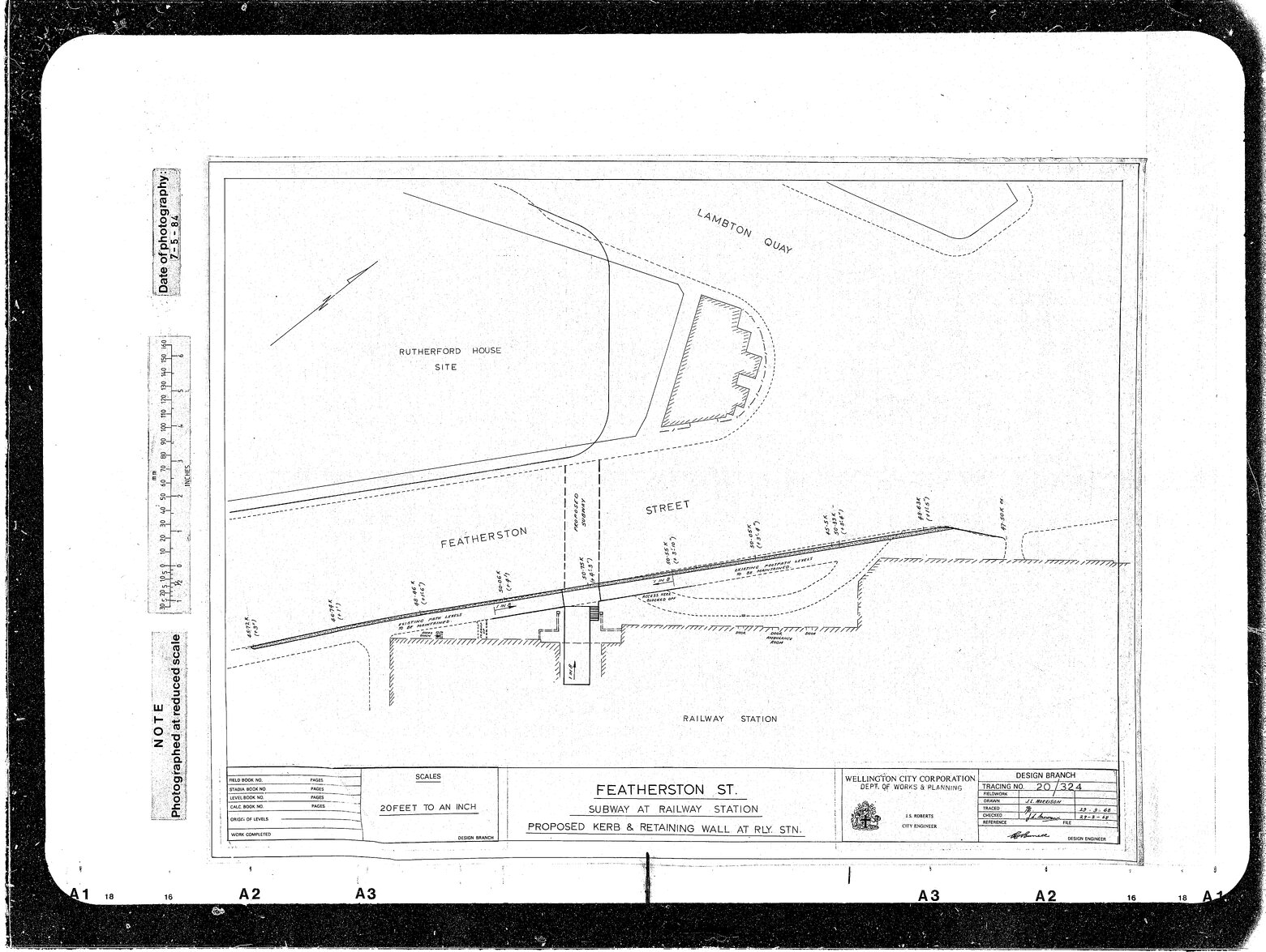 Featherston Street, Subway at Railway Station, Proposed Kerb &amp; Retaining Wall