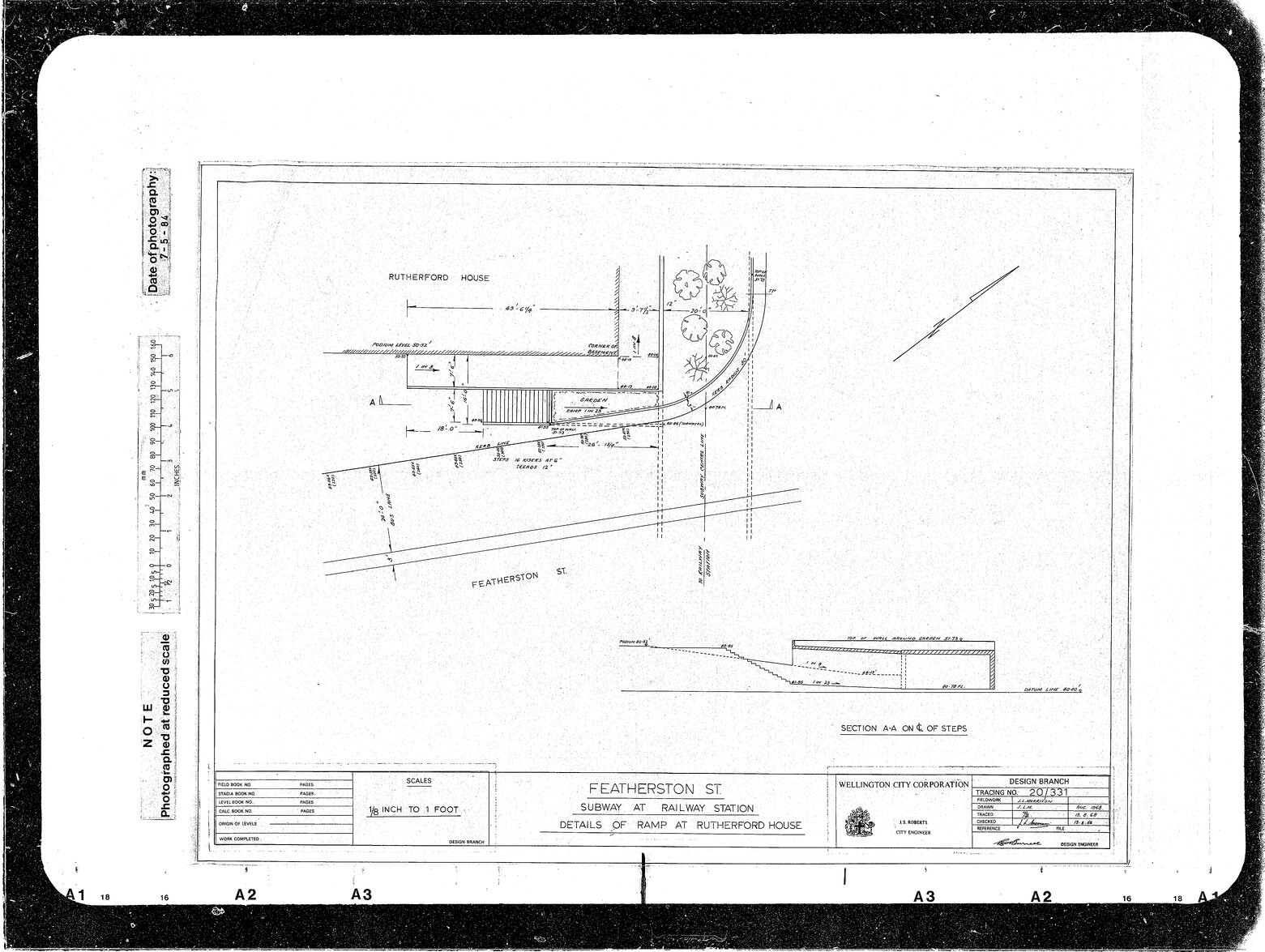 Featherston Street, Subway at Railway Station, Details Of Ramp at Rutherford House