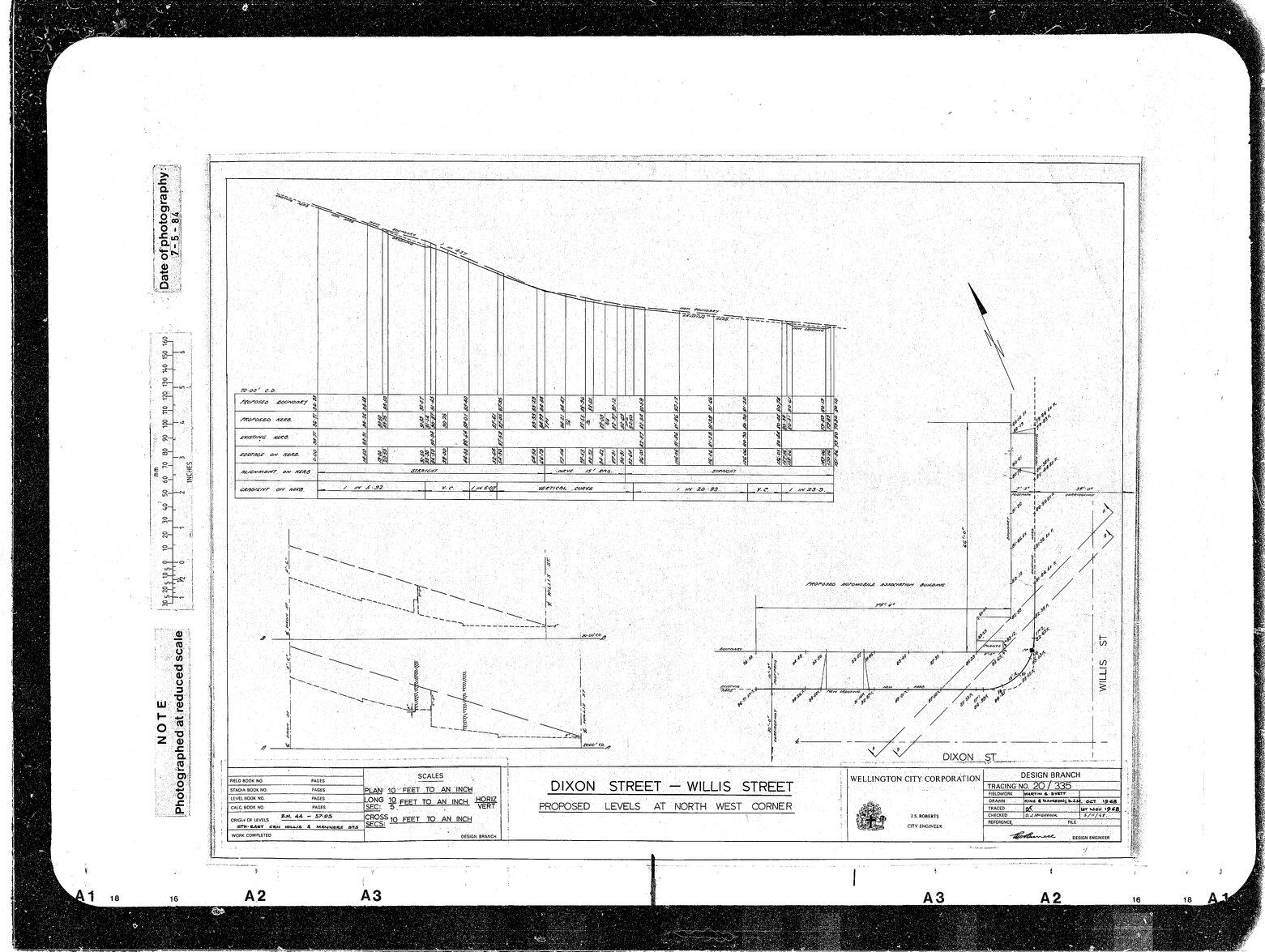 Dixon Street, Willis Street, Proposed Levels at North West Corner