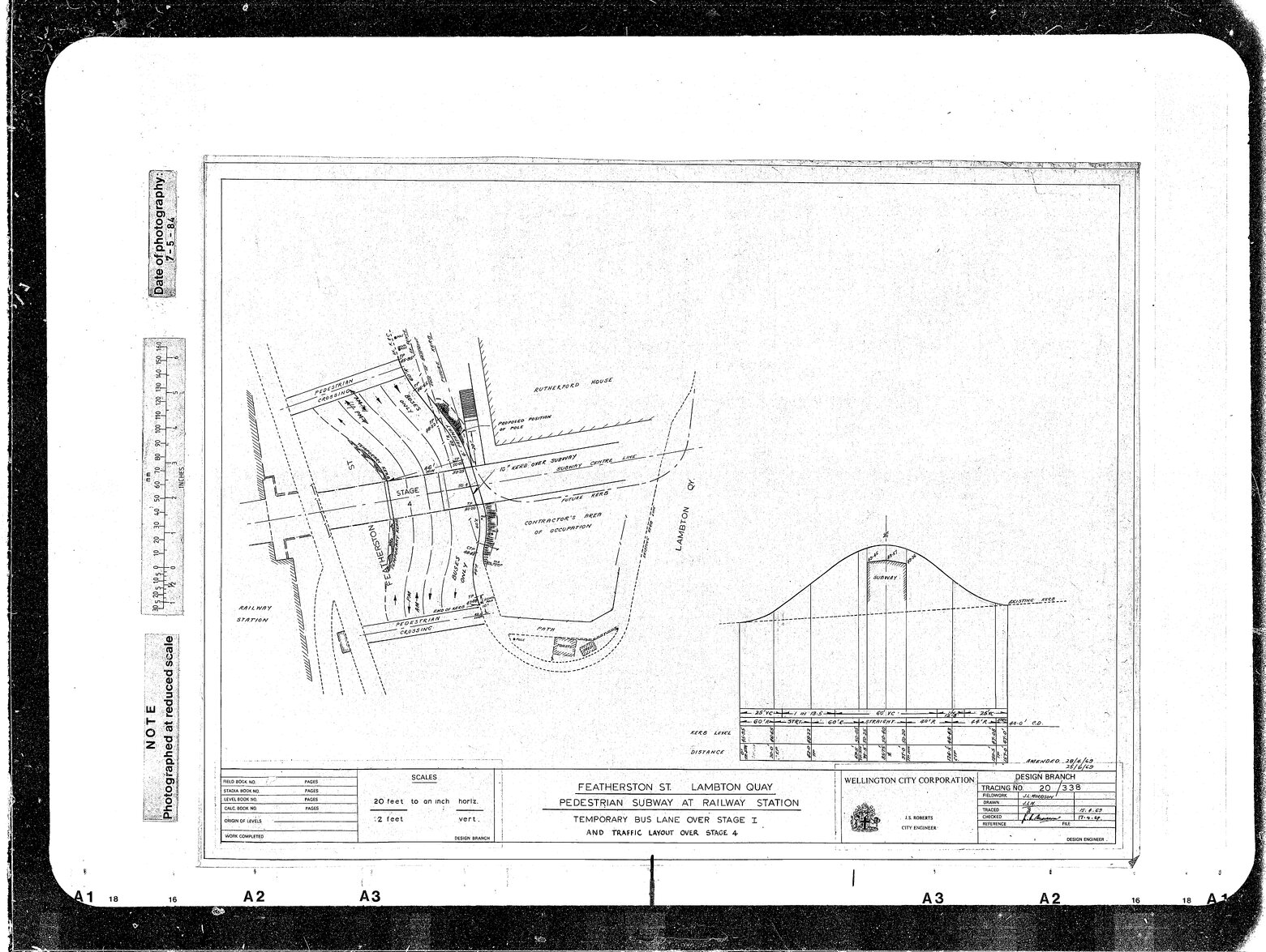 Featherston Street, Lambton Quay Pedestrian Subway at Railway Station, Temporary Bus Lane over Stage 1