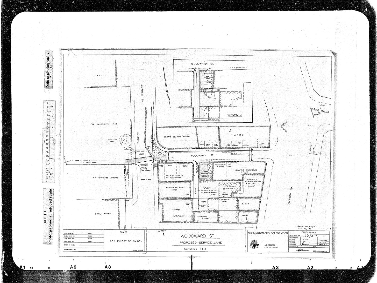Woodward Street, Proposed Service Lane Schemes 1&amp; 2