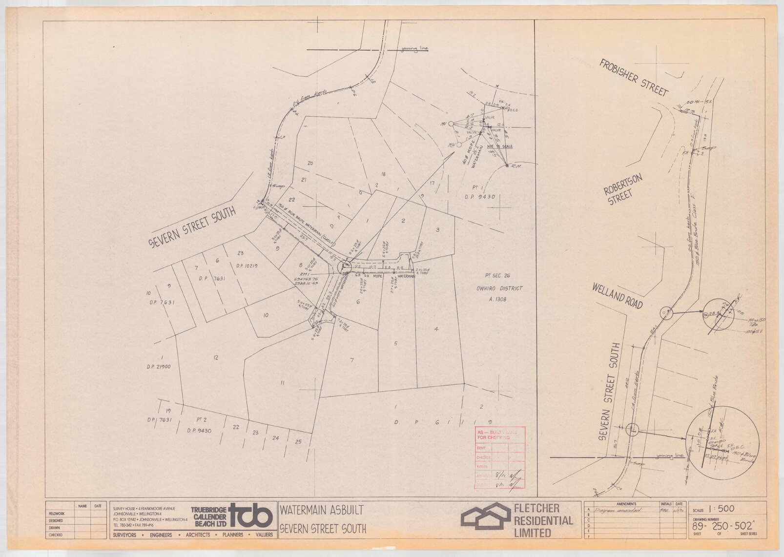 Watermain as-built - Severn Street South, Island Bay Stage 1