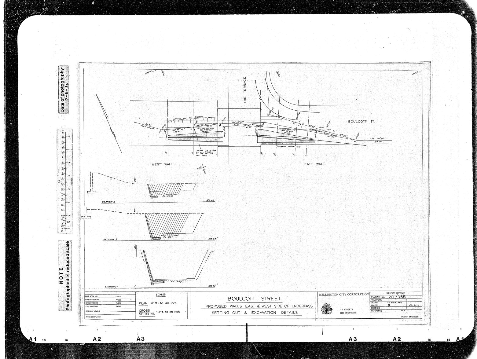 Boulcott Street, Proposed Walls East &amp; West Side of Underpass, Setting Out &amp; Excavation Details