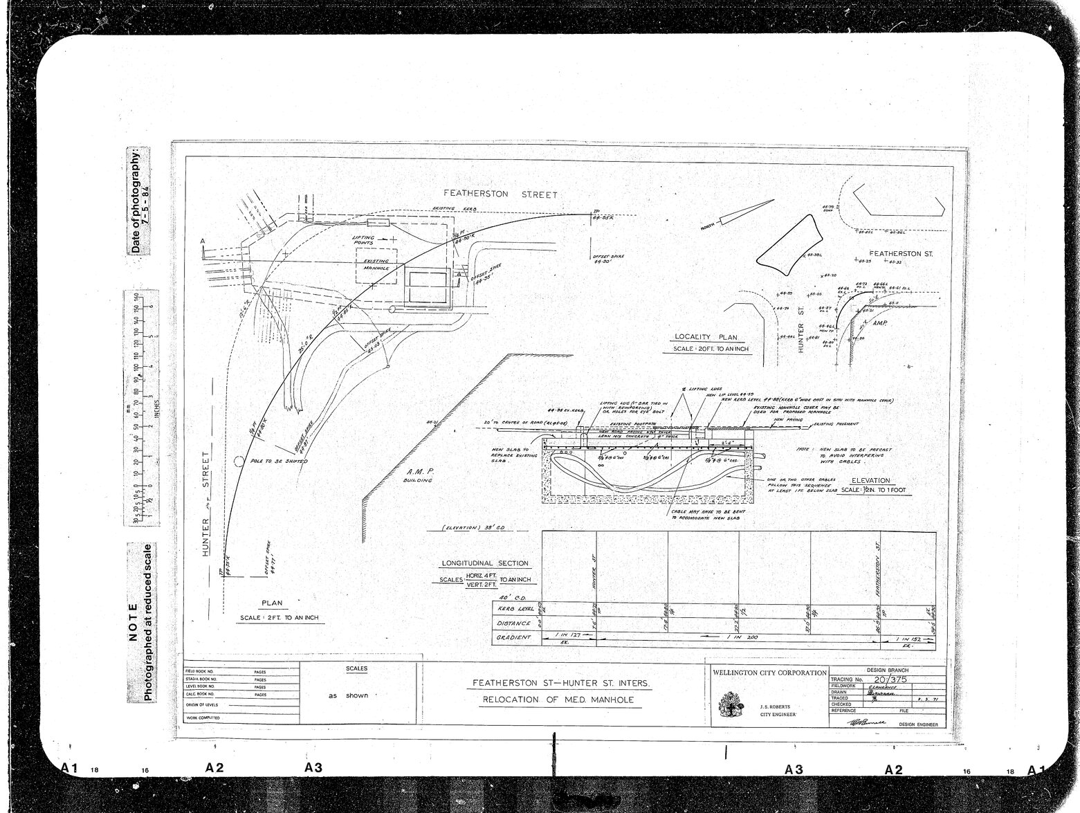 Featherston Street, Hunter Street Intersections, Relocation of Municipal Electricity Department manhole, details
