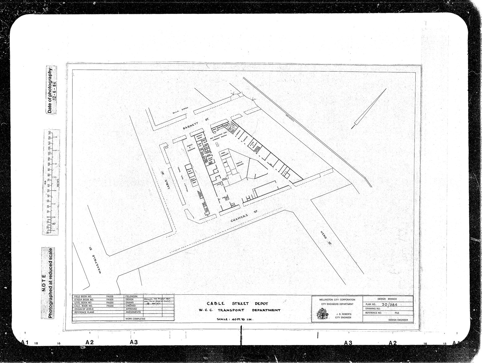 Cable Street Depot, Wellington City Council Transport Department Depot, reduced from 20 foot to 40 foot = 1 inch