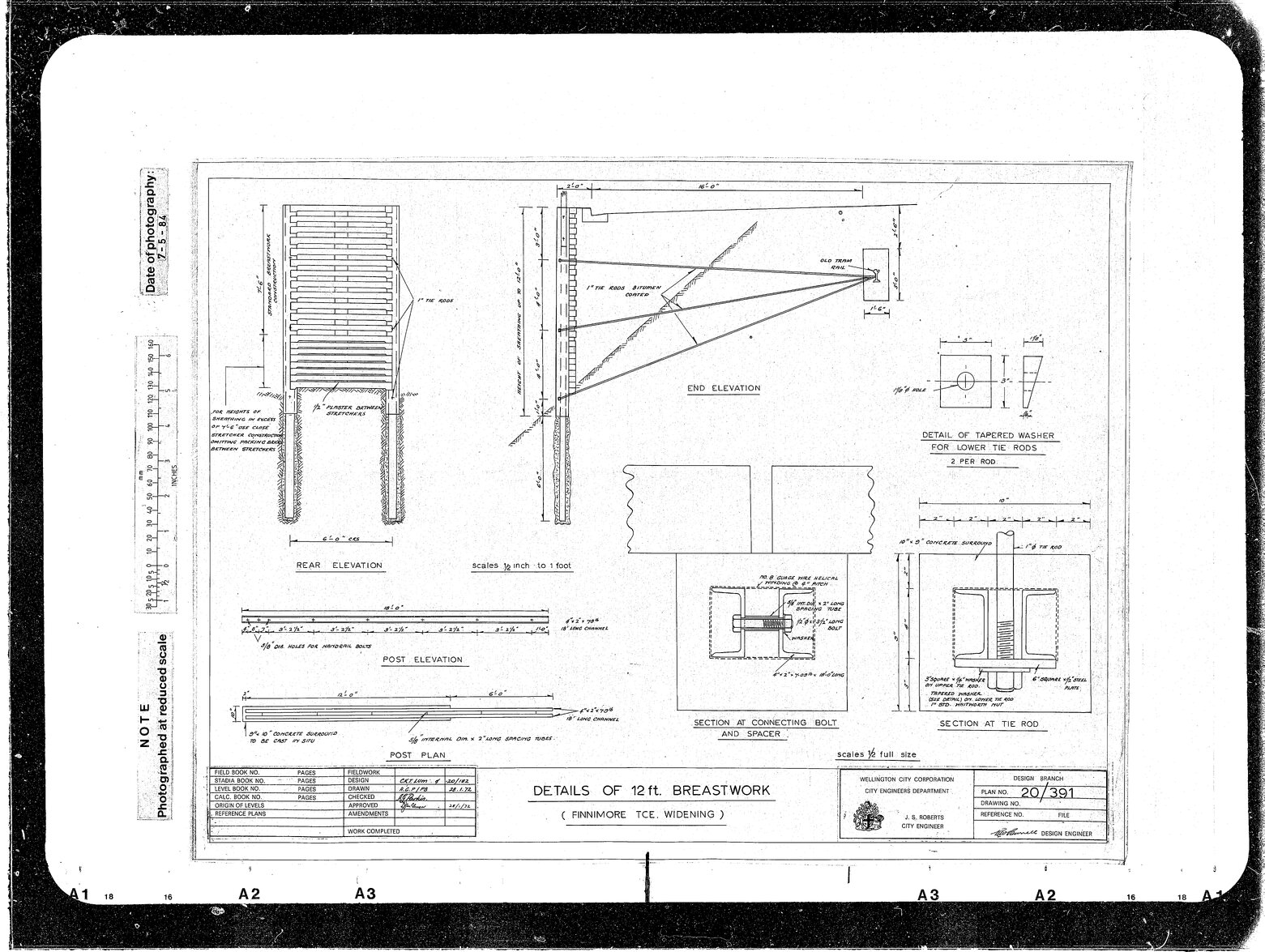 Details 12 foot Breastwork, Finnimore Terrace Widening