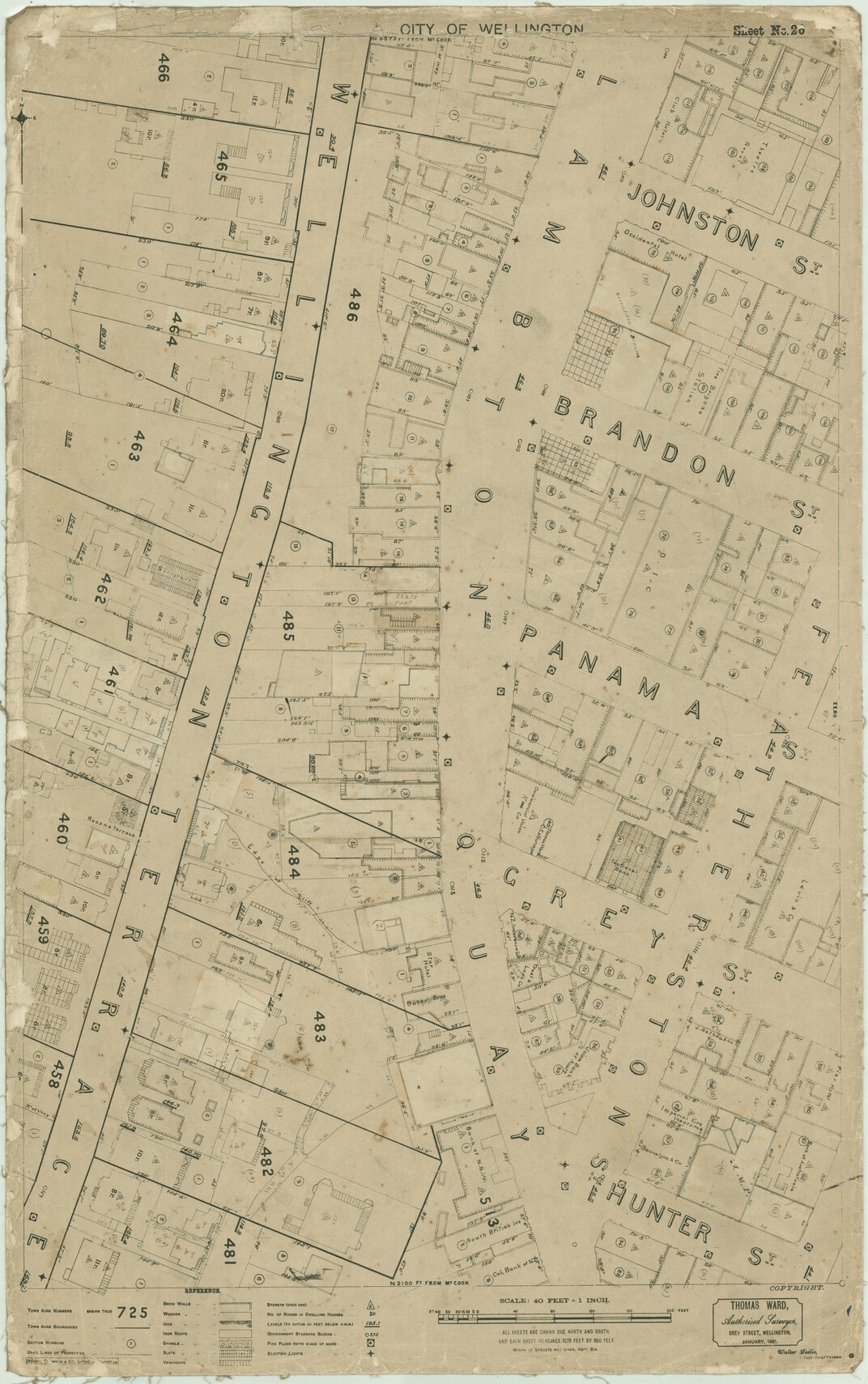 Thomas Ward survey map of Wellington City, sheet 26