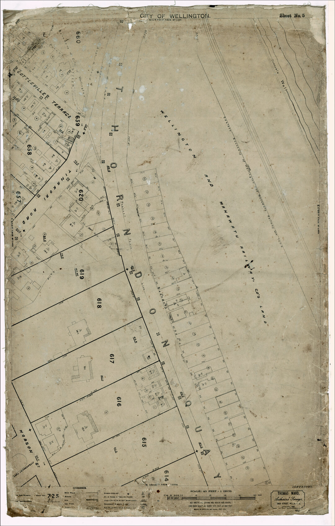 Thomas Ward survey map of Wellington City, sheet 5