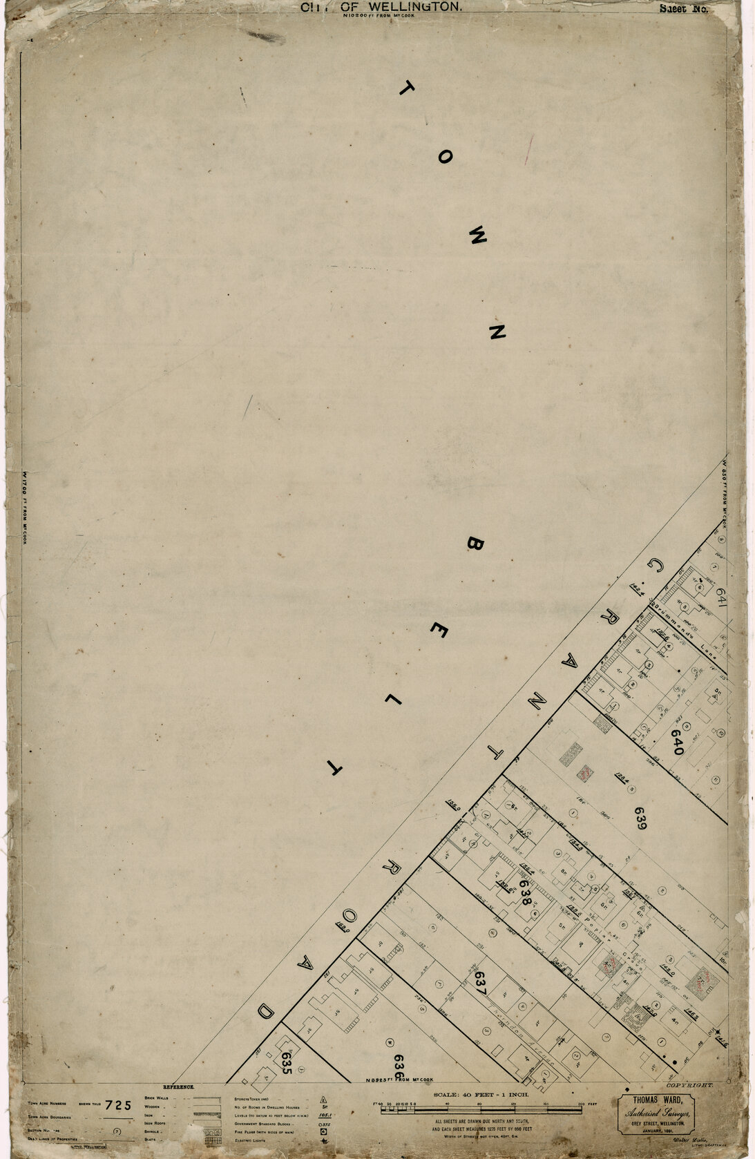 Thomas Ward survey map of Wellington City, sheet 7