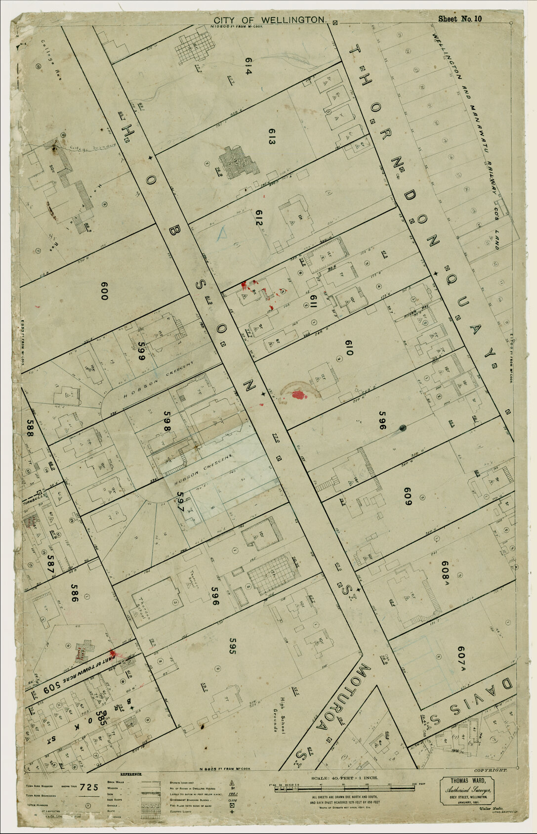 Thomas Ward survey map of Wellington City, sheet 10