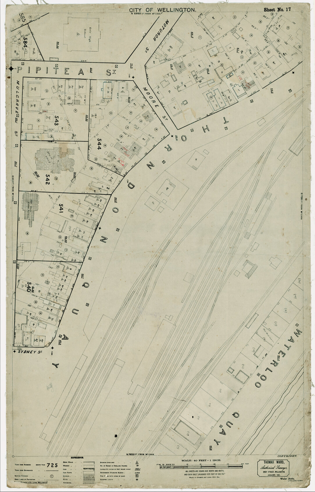 Thomas Ward survey map of Wellington City, sheet 17