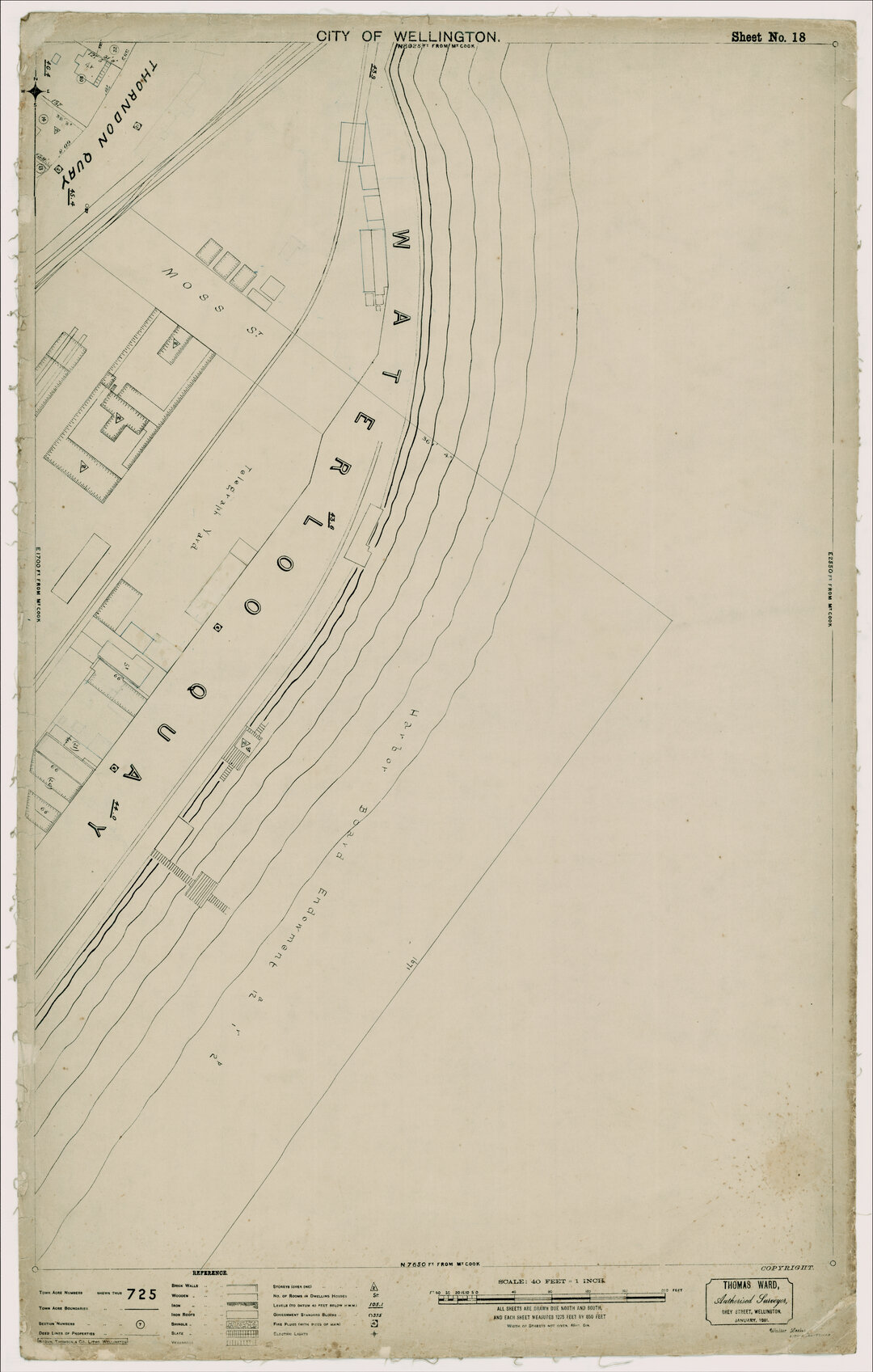 Thomas Ward survey map of Wellington City, sheet 18
