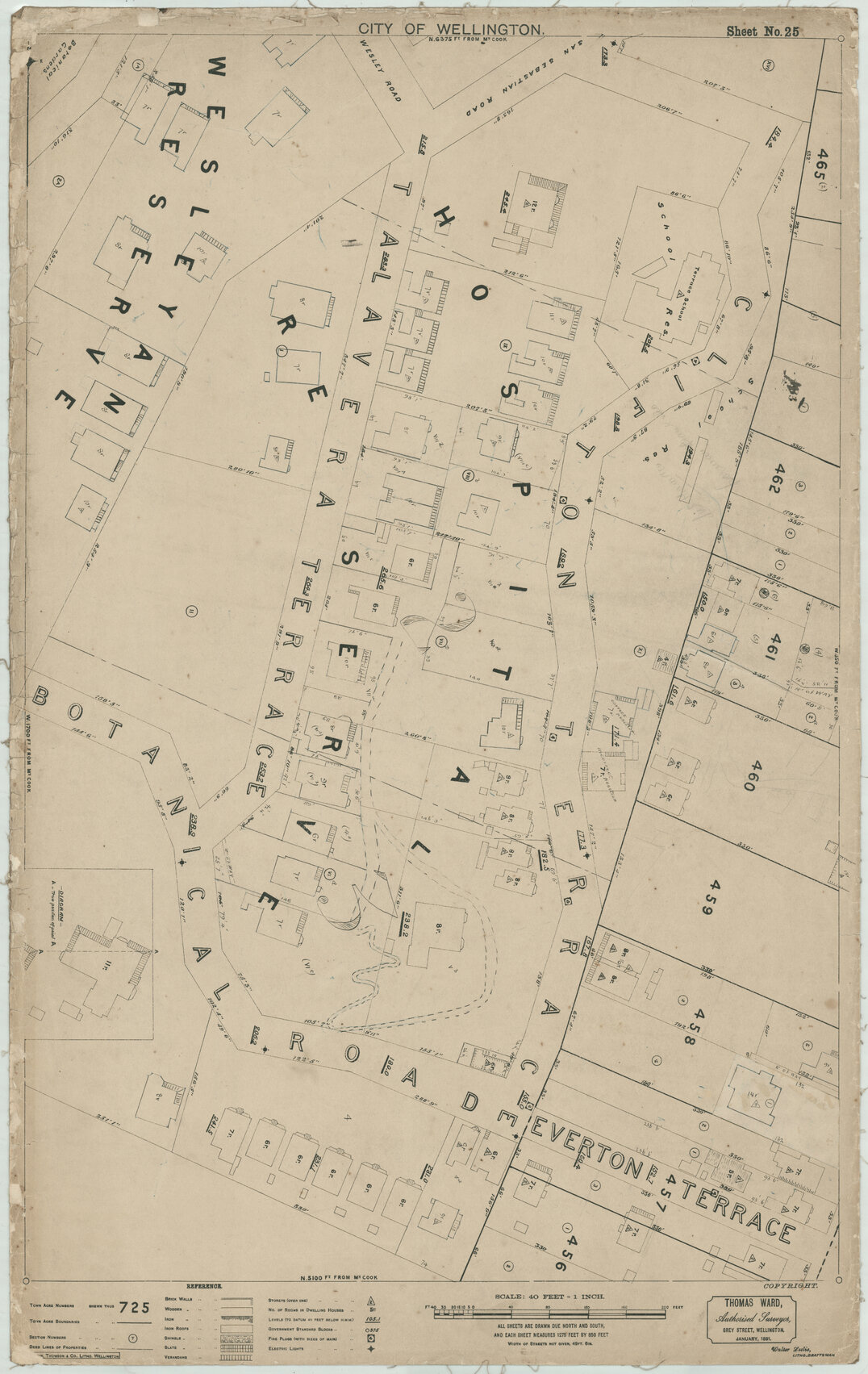 Thomas Ward survey map of Wellington City, sheet 25