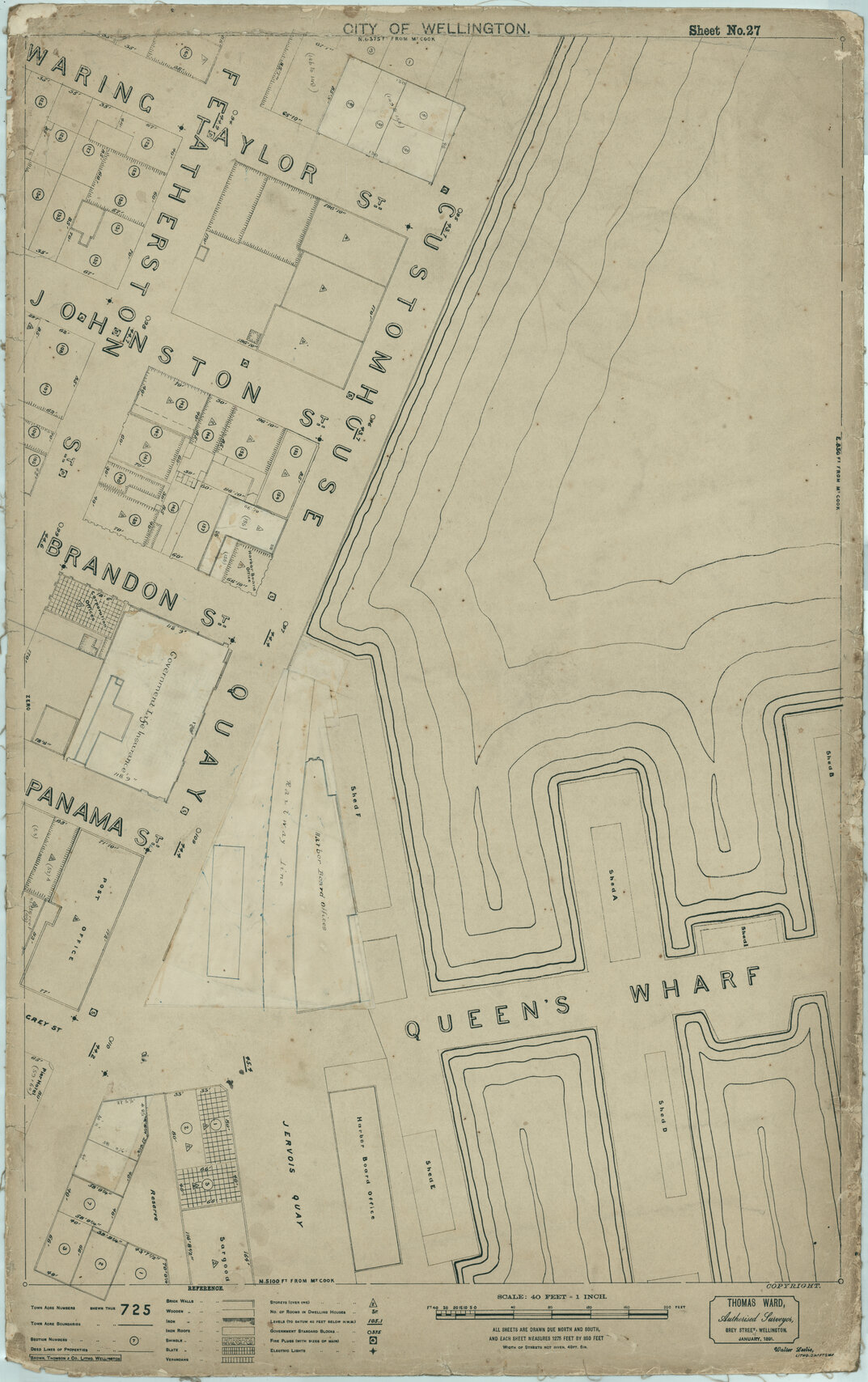 Thomas Ward survey map of Wellington City, sheet 27