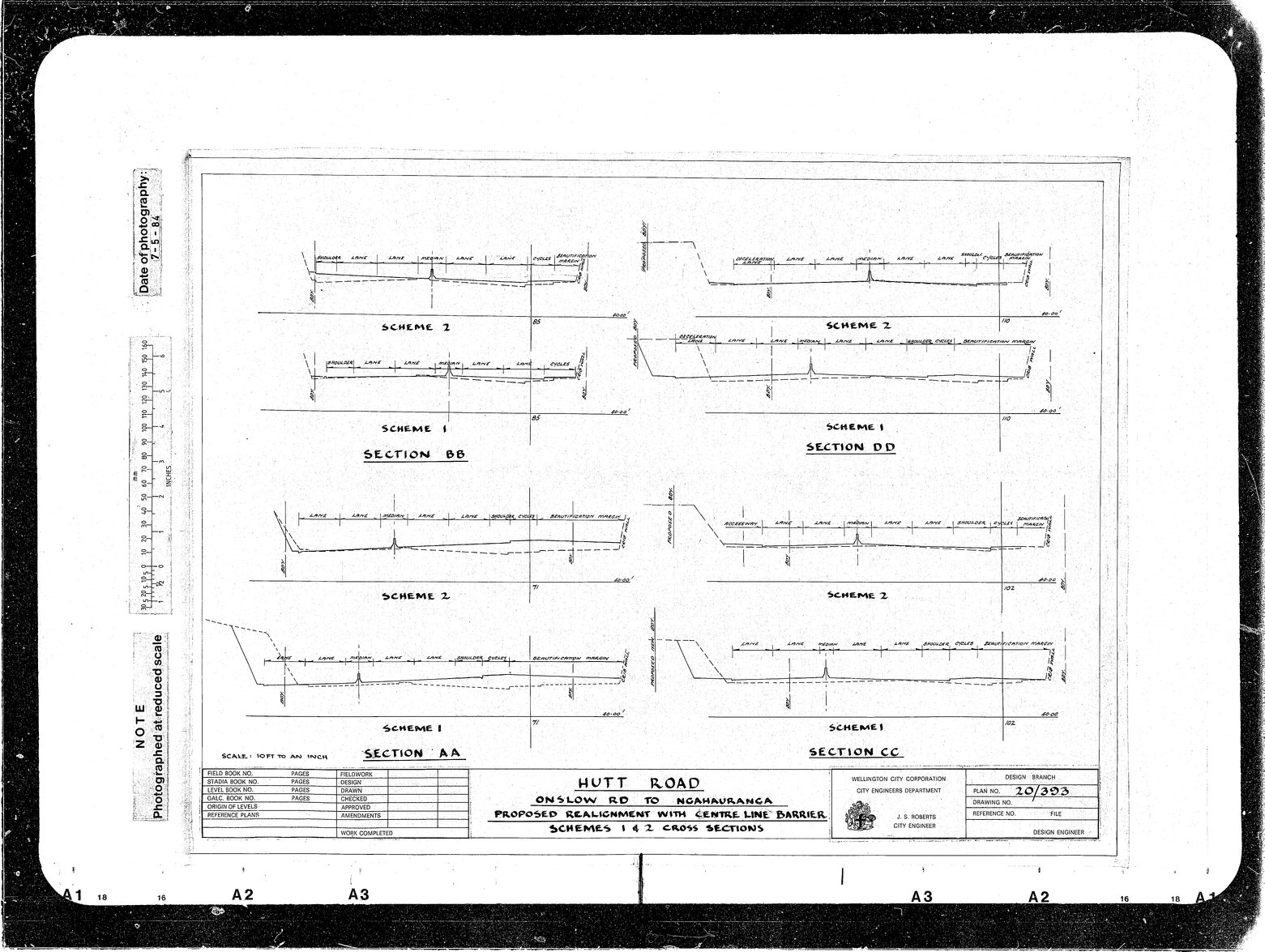 Hutt Road Proposed Realignment with Barrier, Onslow Road to Ngahauranga [Ngauranga], Schemes 1 &amp; 2, Cross Sections