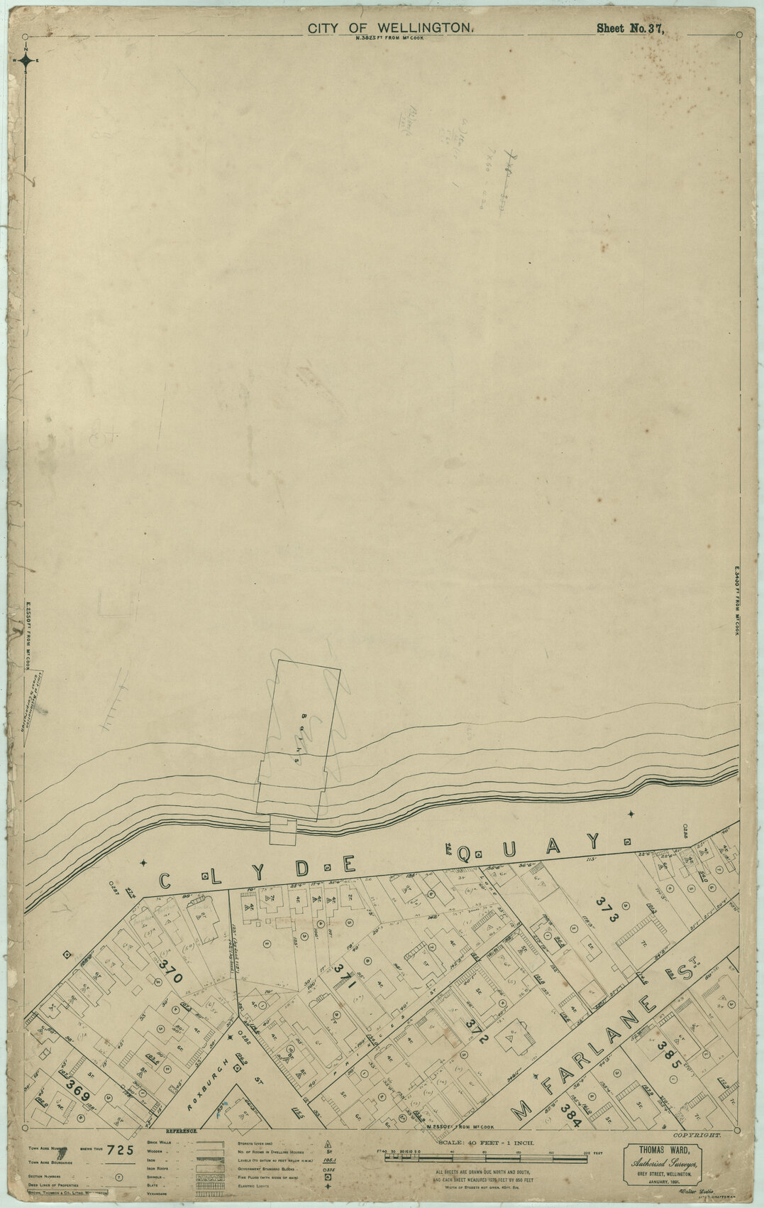 Thomas Ward survey map of Wellington City, sheet 37