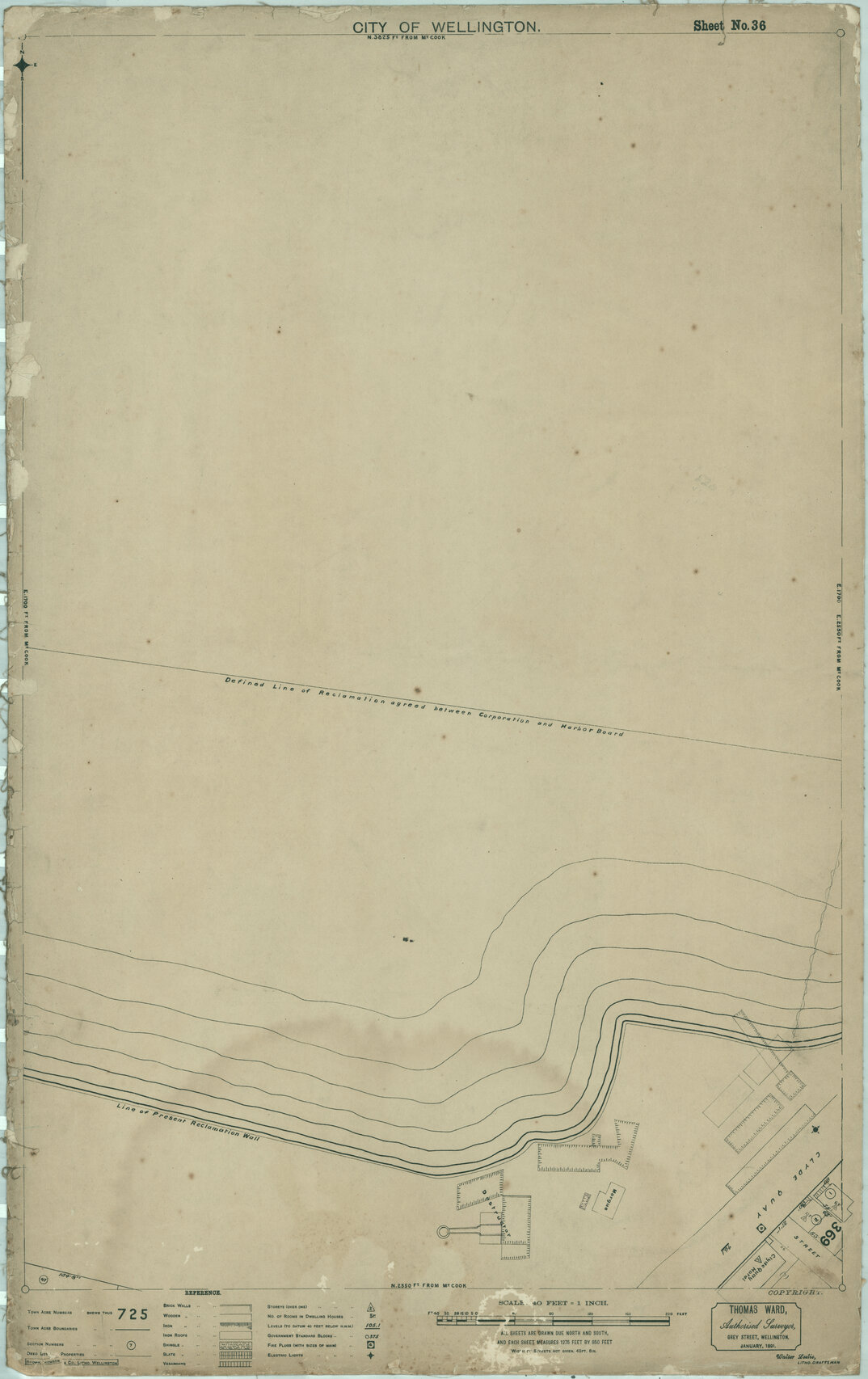 Thomas Ward survey map of Wellington City, sheet 36