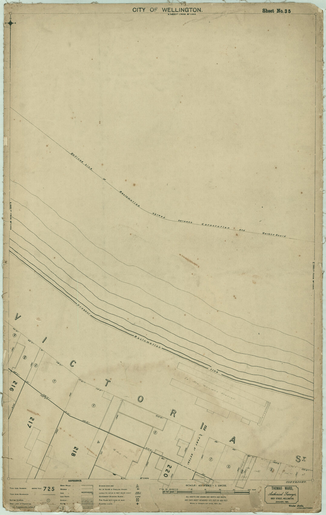 Thomas Ward survey map of Wellington City, sheet 35