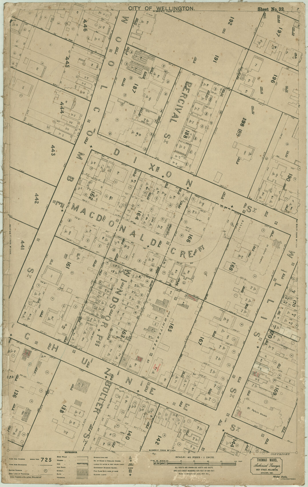 Thomas Ward survey map of Wellington City, sheet 32