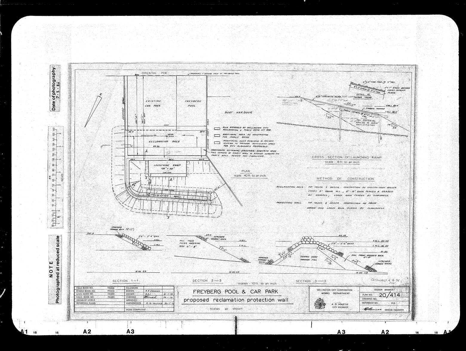 Freyberg Pool, Proposed Reclamation, Protection Wall, Preliminary paper trace