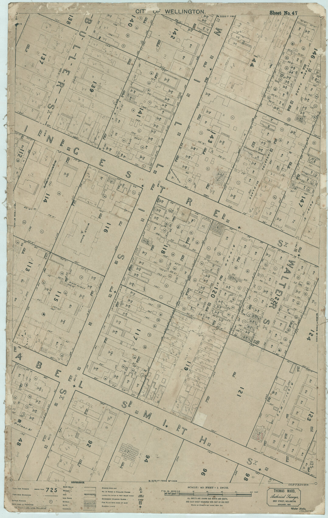 Thomas Ward survey map of Wellington City, sheet 47