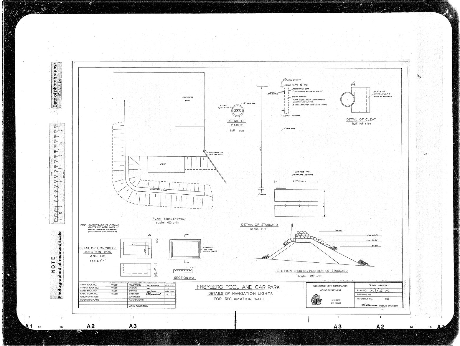 Freyberg Pool &amp; Car Park, Detail Navigation Lights for Reclamation, paper trace