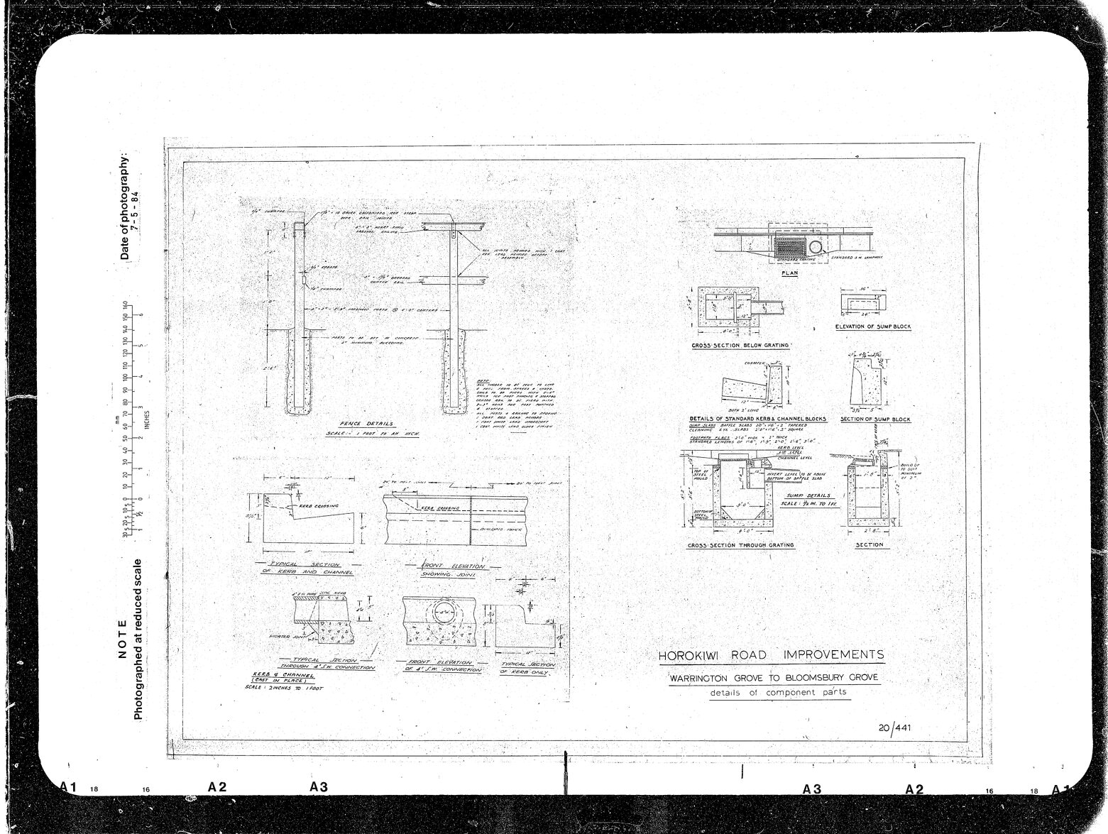 Standard Component Parts for Horokiwi Road Contract, Warrington Grove to Bloomsbury Grove, Standard Sump, Kerb &amp; Channel, Fence