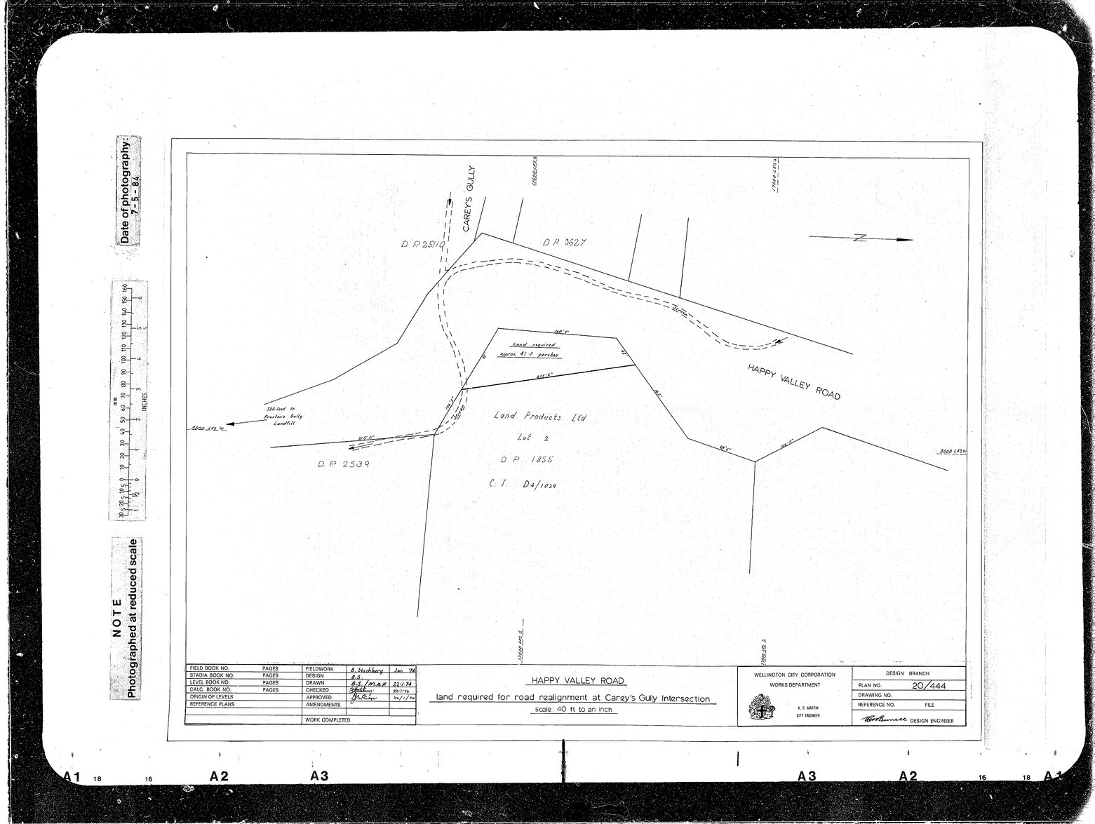 Happy Valley Road at Intersection of Carey's Gully Entrance