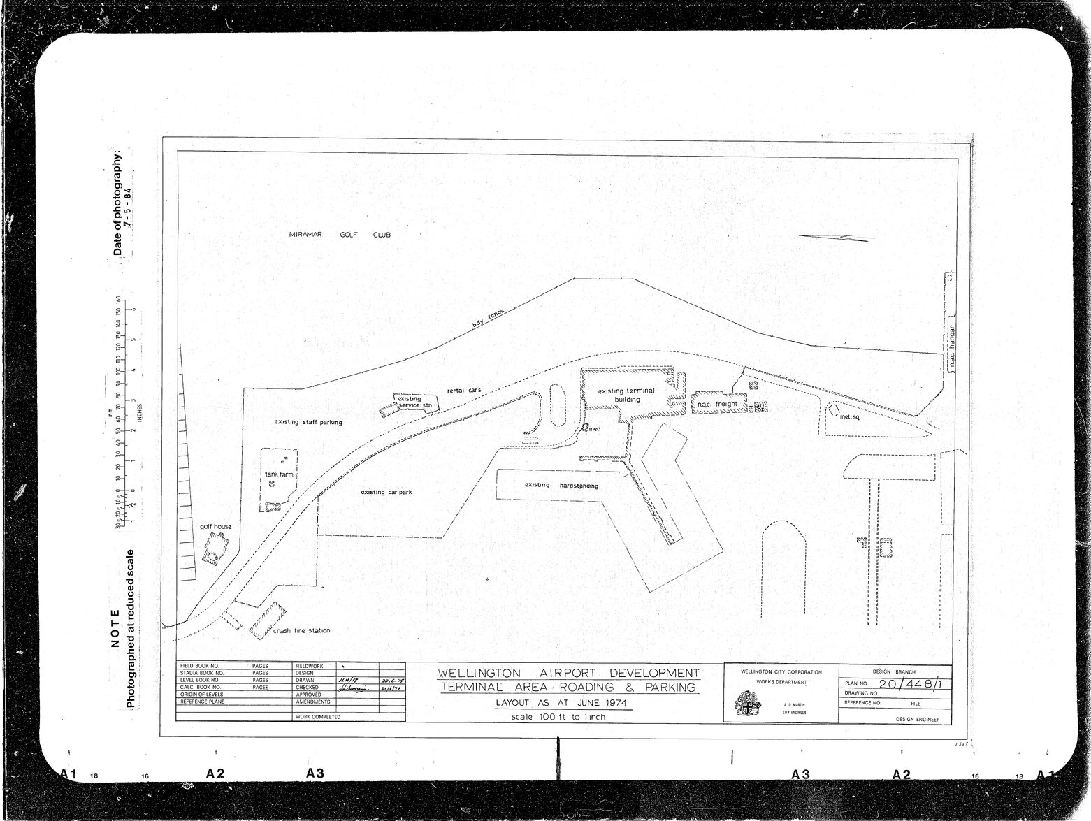 Wellington Airport Development, Terminal Area Roading, Layout as at June 1974, 1 of 4