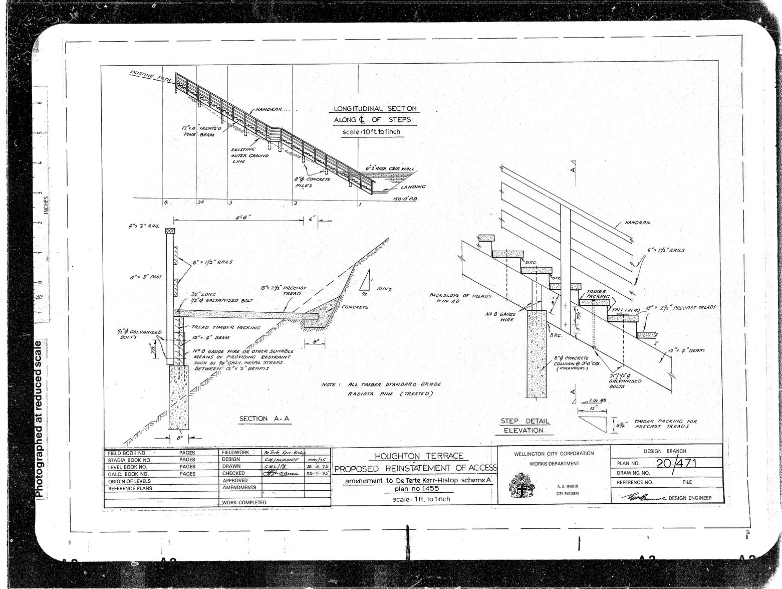 Houghton Terrace, Proposed Reinstatement of Access Amendment to De Terte Kerr-Hislop Scheme A, Plan No. 1455