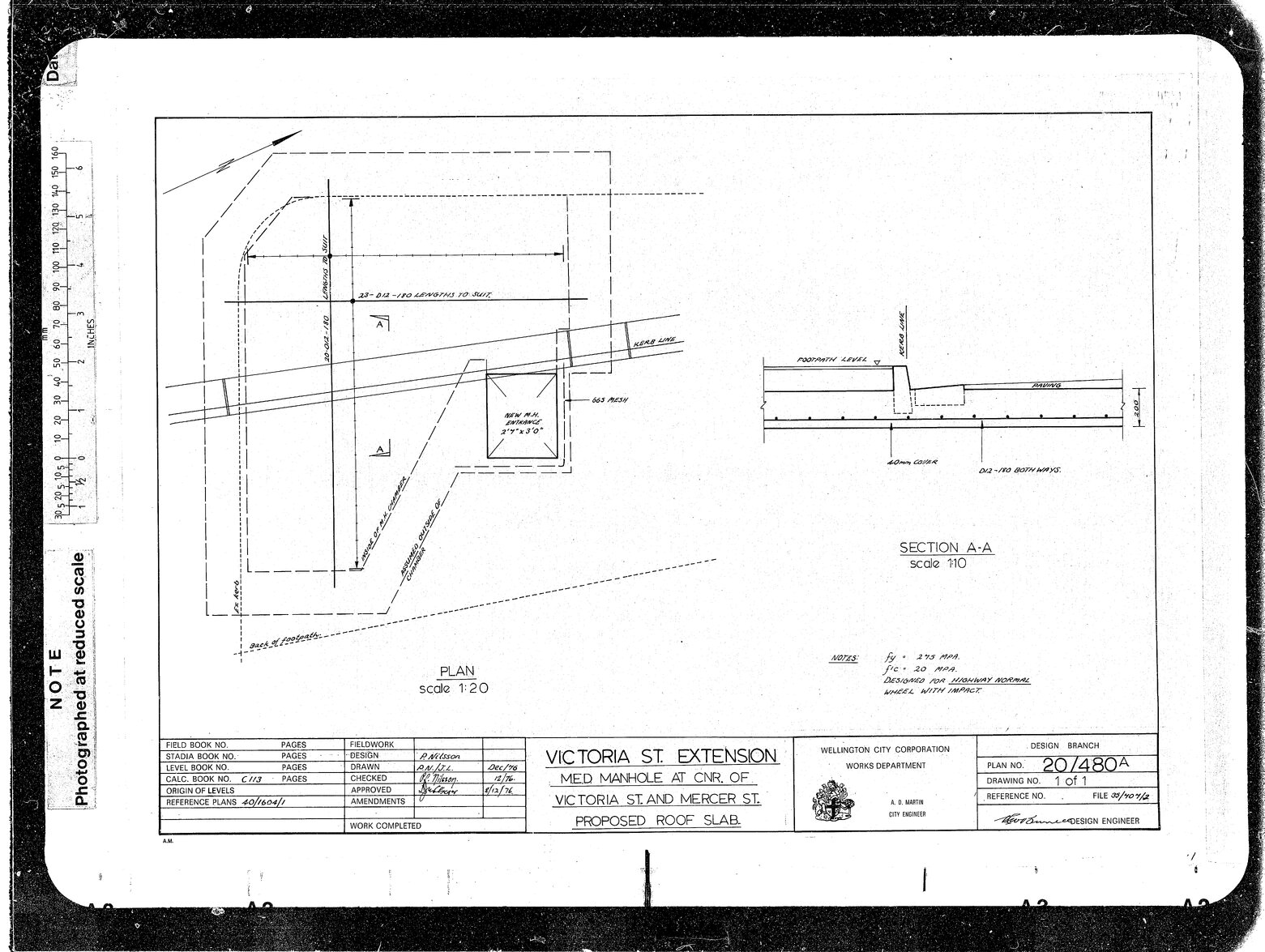 Victoria Street Extension, Municipal Electricity Department Manhole at Corner of Mercer Street &amp; Victoria Street, amended design